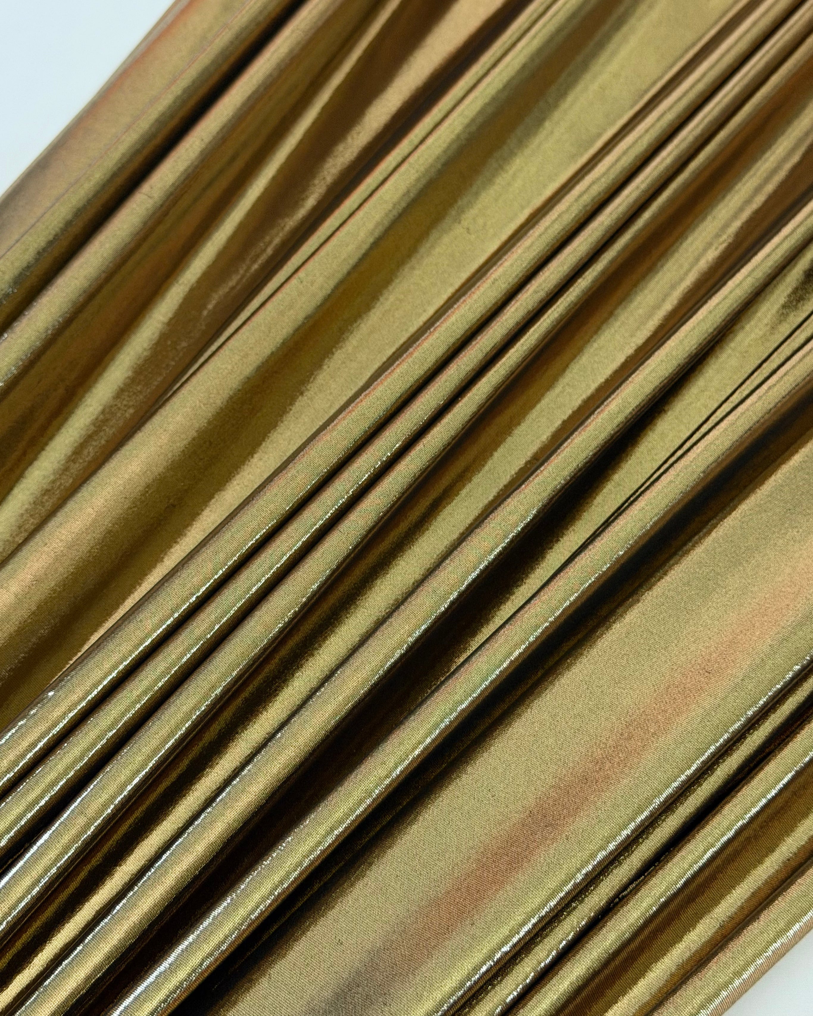 Gold Performance Foiled Spandex, Foiled Spandex Fabric, Metallic Spandex Fabric, Shiny Spandex Fabric, Foil Stretch Fabric, Stretch Foil Fabric, Holographic Spandex