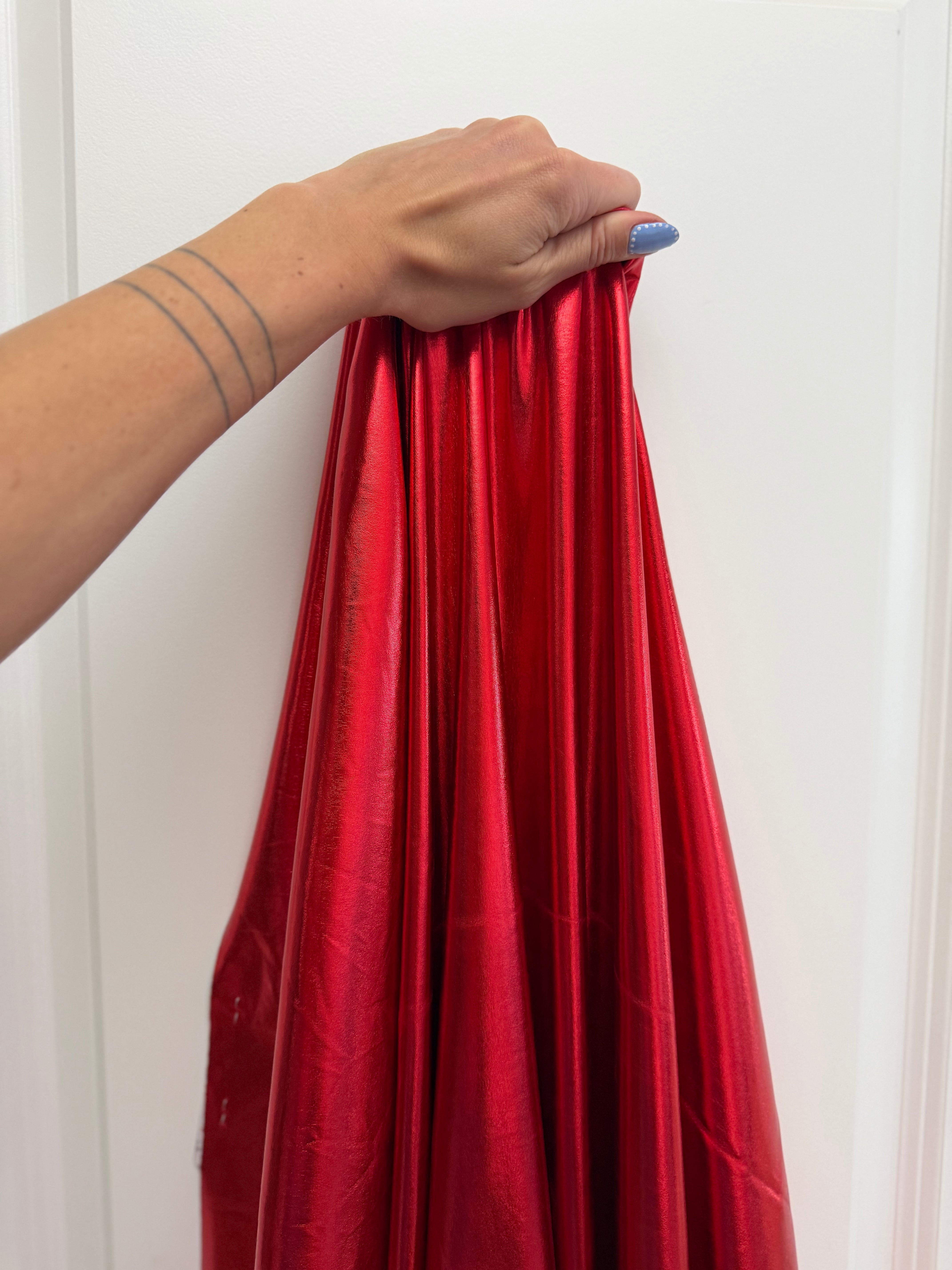 Red Havana Foiled Spandex, Kiki Sewing Store, Kiki Luxury Fabric, Cheap Fabric Store, Kiki Textiles, Kiki Textile by the Yard, Kiki Textile USA