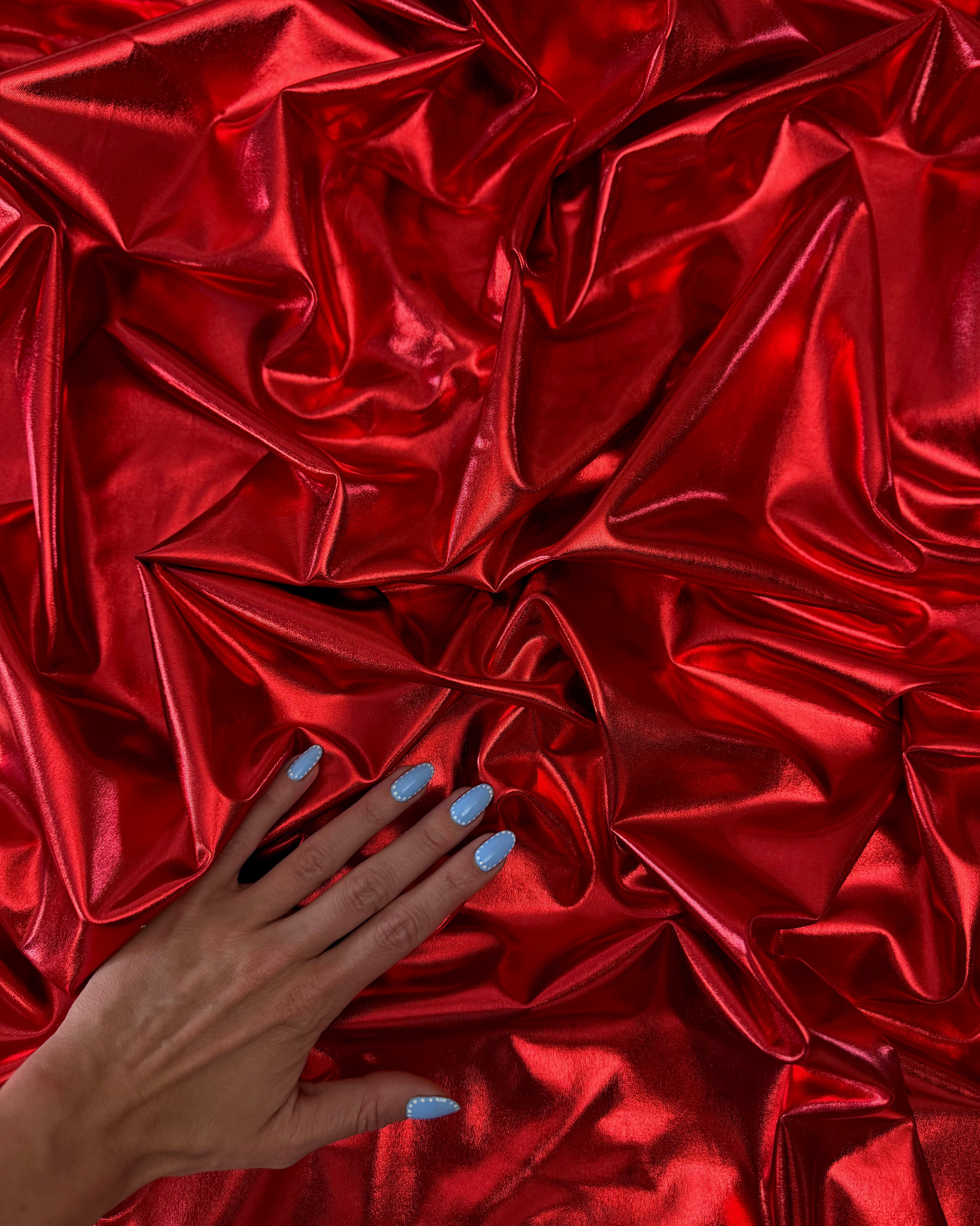 Red Havana Foiled Spandex, Kiki Sewing Store, Kiki Luxury Fabric, Cheap Fabric Store, Kiki Textiles, Kiki Textile by the Yard, Kiki Textile USA