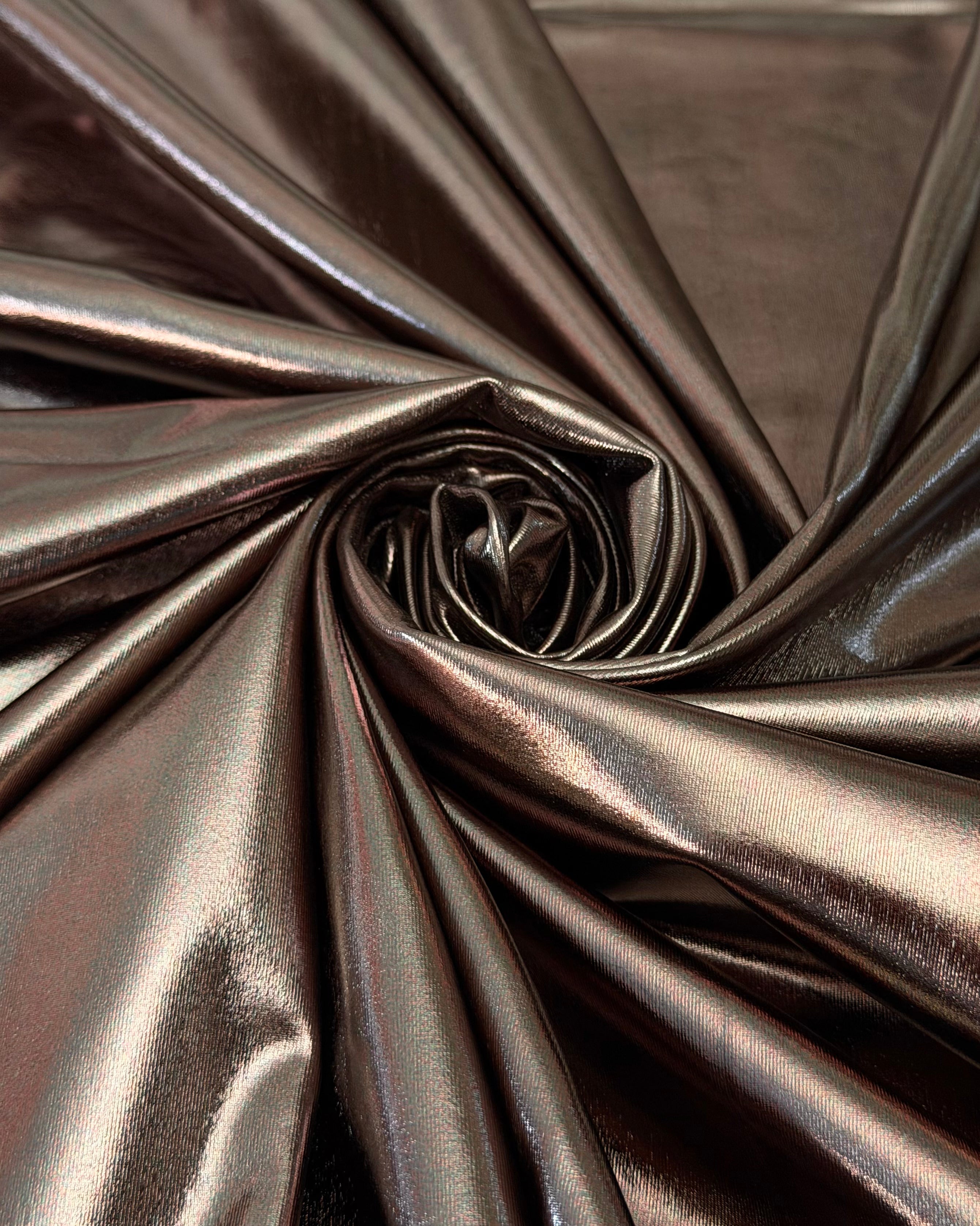 Bronze Havana Foiled Spandex, Foiled Spandex Fabric, Metallic Spandex Fabric, Shiny Spandex Fabric, Foil Stretch Fabric, Shimmer Fabric, Hologram Spandex