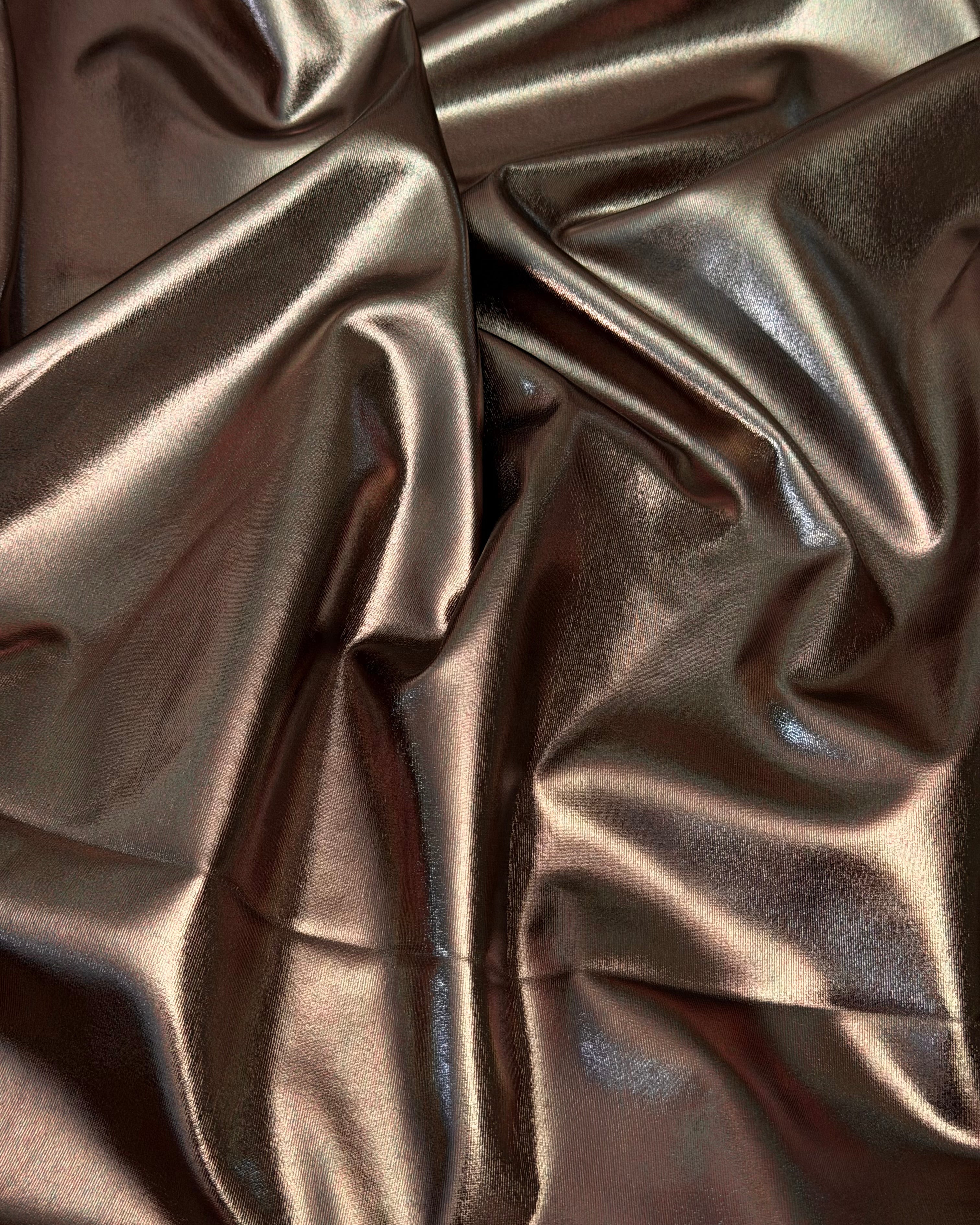 Bronze Havana Foiled Spandex, Foiled Spandex Fabric, Metallic Spandex Fabric, Shiny Spandex Fabric, Foil Stretch Fabric, Shimmer Fabric, Hologram Spandex
