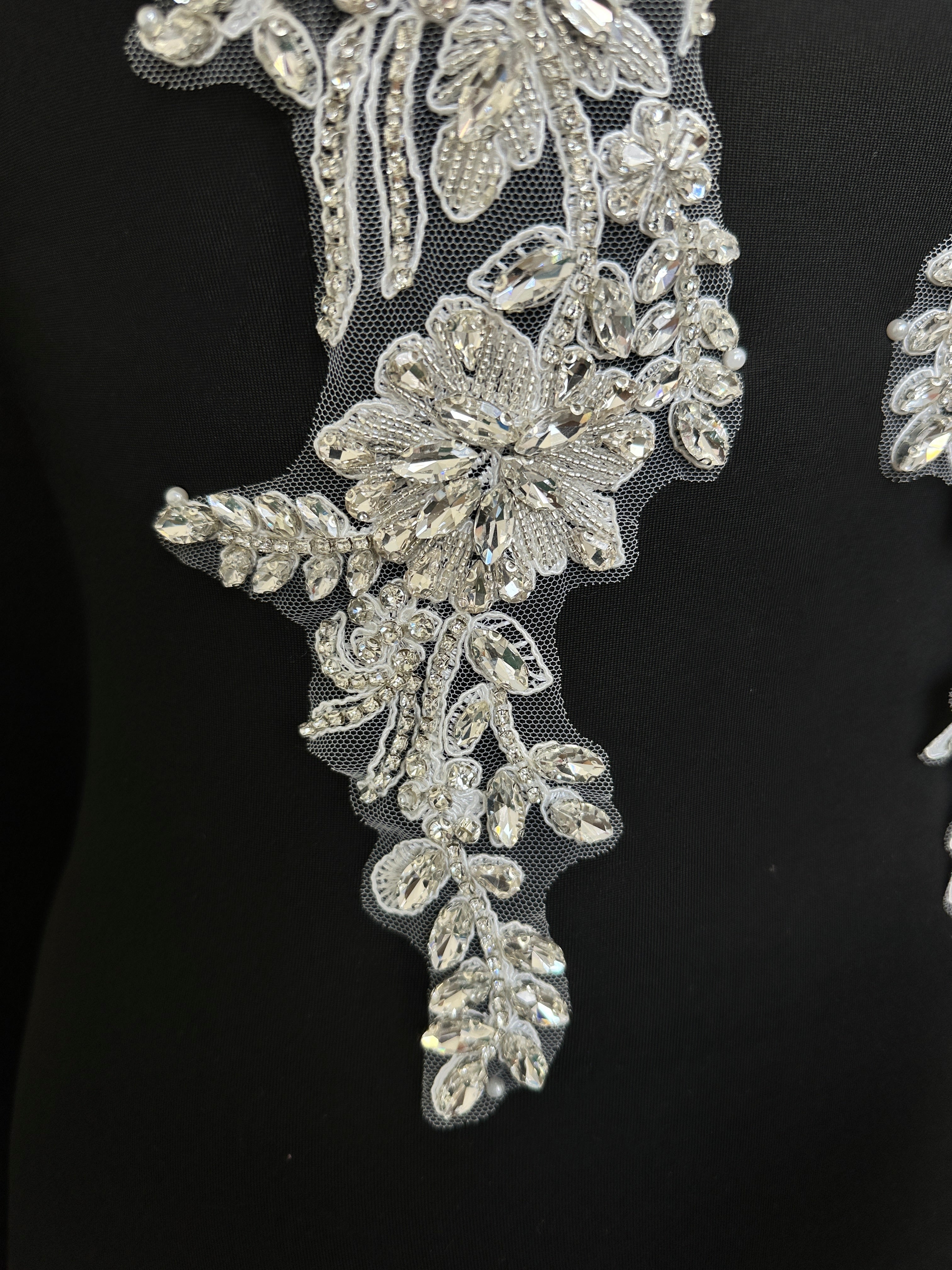 Trinity Silver Rhinestone Applique, Silver Rhinestones Applique, Embellished Clothing, Rhinestone Applications, Rhinestone Embroidery, Rhinestone Patch, Dress Patch, Rhinestones for Dress