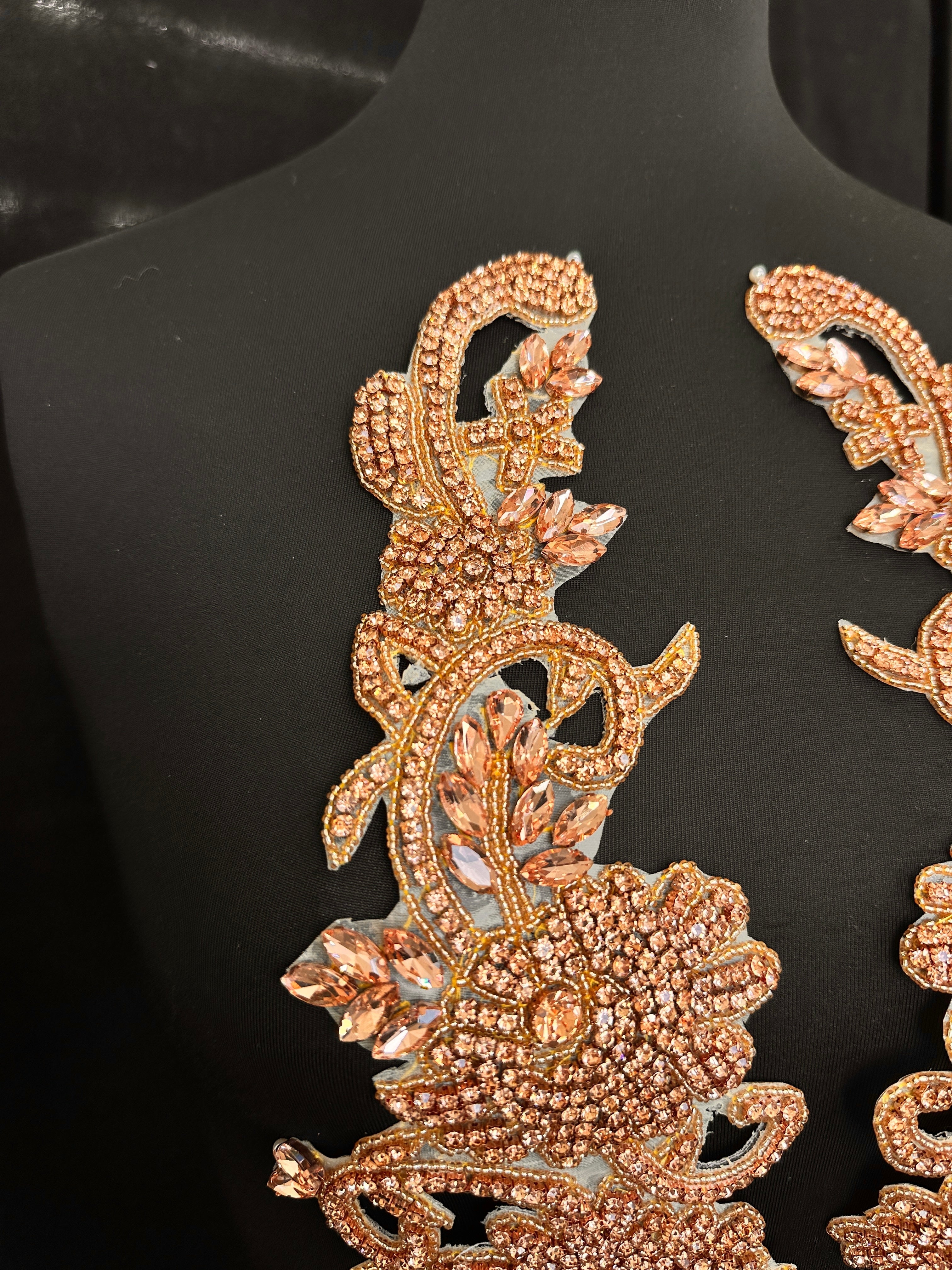 Ciara Rusty Rose Rhinestone Applique, Rose Rhinestones Applique, Embellished Clothing, Rhinestone Applications, Rhinestone Embroidery, Rhinestone Patch, Dress Patch, Rhinestones for Dress