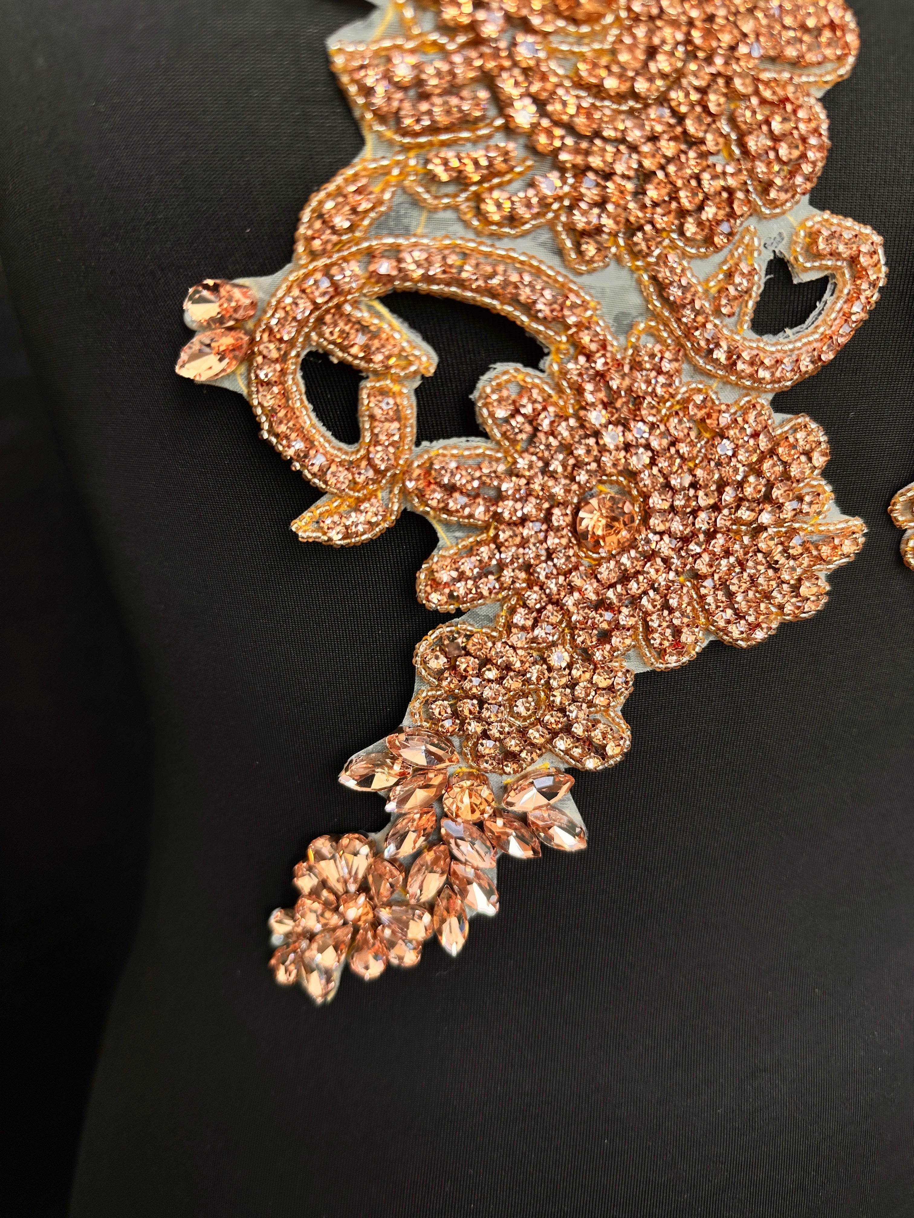 Ciara Rusty Rose Rhinestone Applique, Rose Rhinestones Applique, Embellished Clothing, Rhinestone Applications, Rhinestone Embroidery, Rhinestone Patch, Dress Patch, Rhinestones for Dress