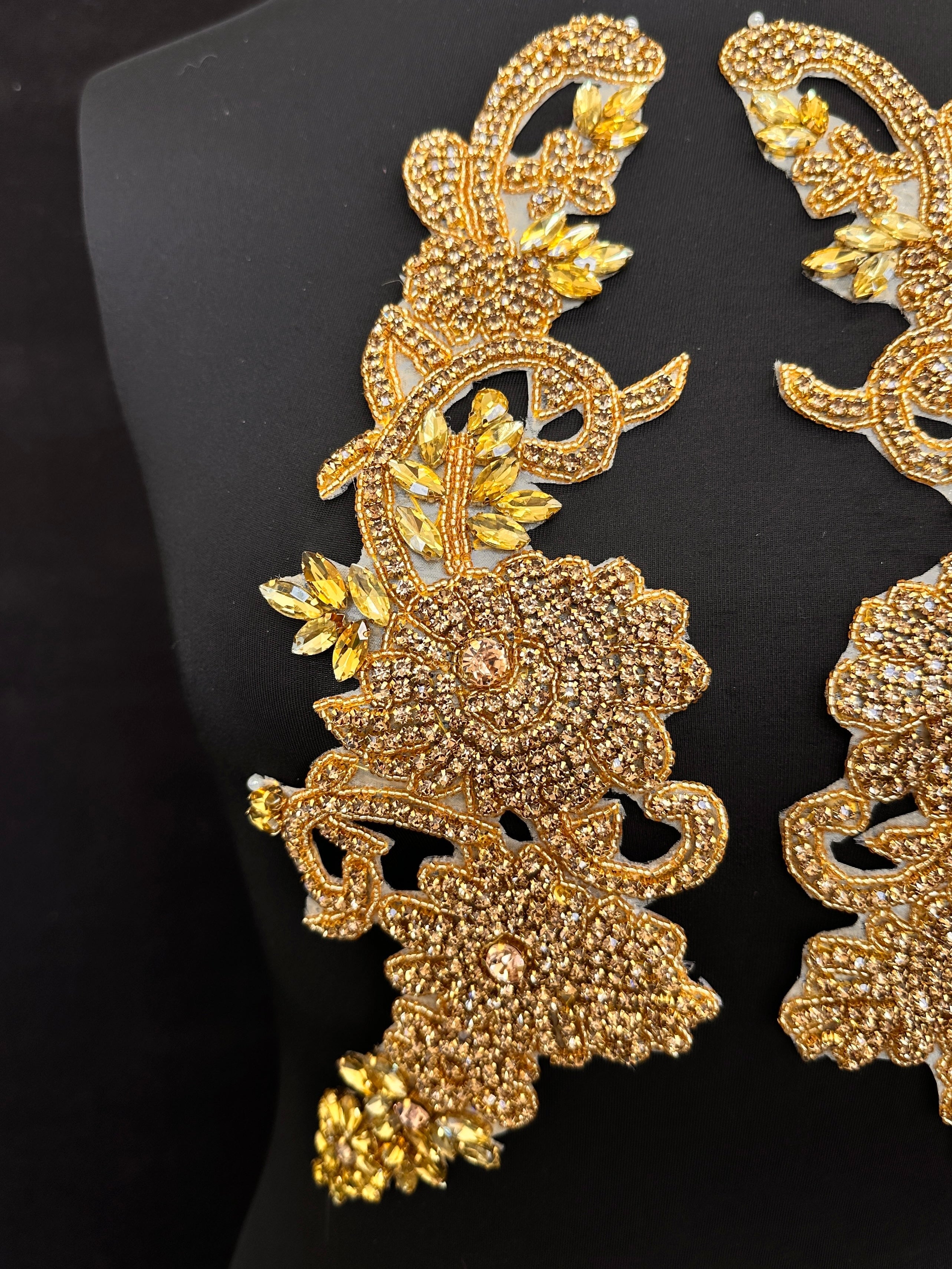 Trinity Gold Rhinestone Applique, Gold Rhinestones Applique, Embellished Clothing, Rhinestone Applications, Rhinestone Embroidery, Rhinestone Patch, Dress Patch, Rhinestones for Dress