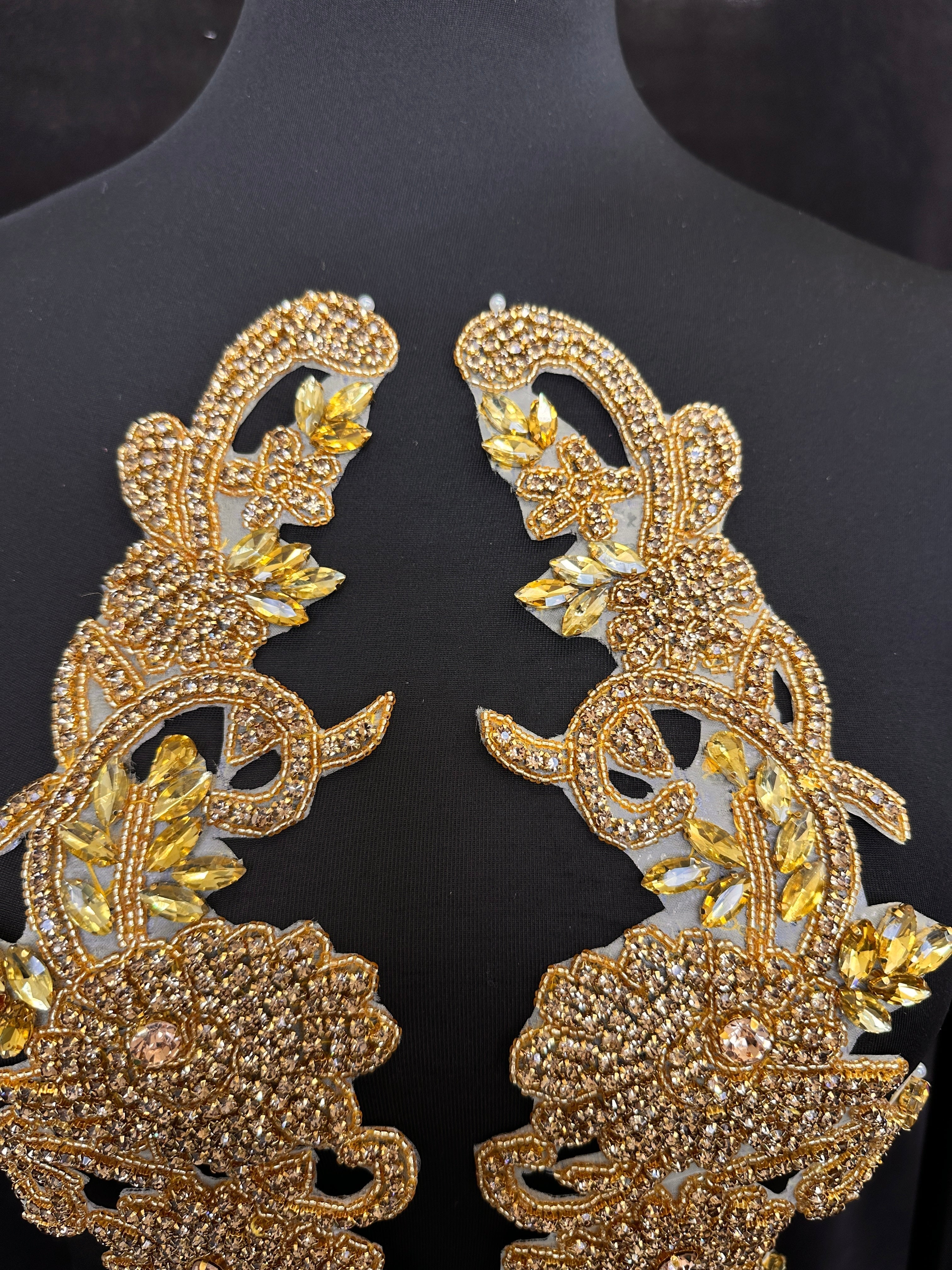 Trinity Gold Rhinestone Applique, Fabric Store, Sewing Store, Cheap Fabric Store, Kiki Textiles, Textile by the Yard