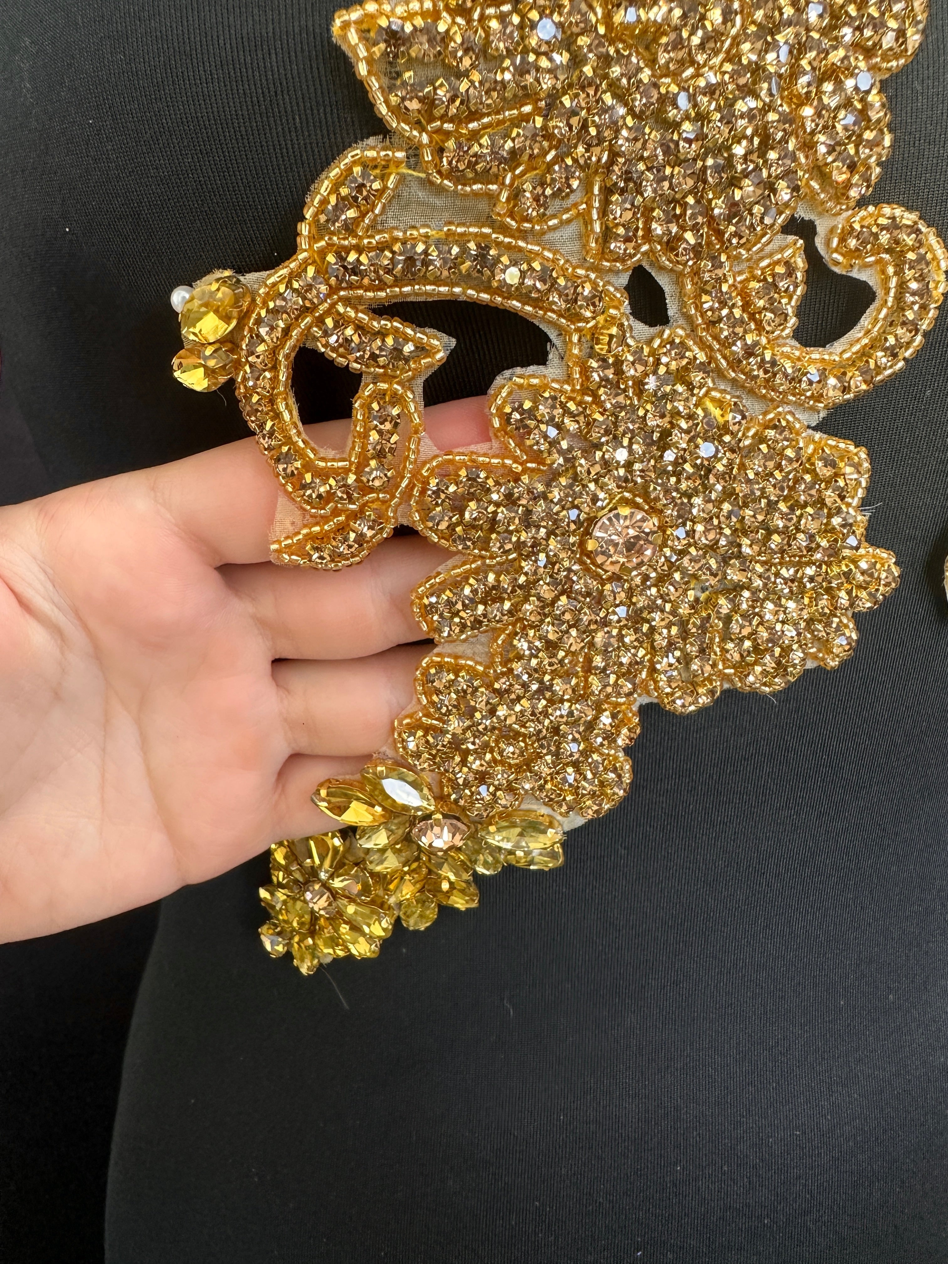 Trinity Gold Rhinestone Applique, Fabric Store, Sewing Store, Cheap Fabric Store, Kiki Textiles, Textile by the Yard