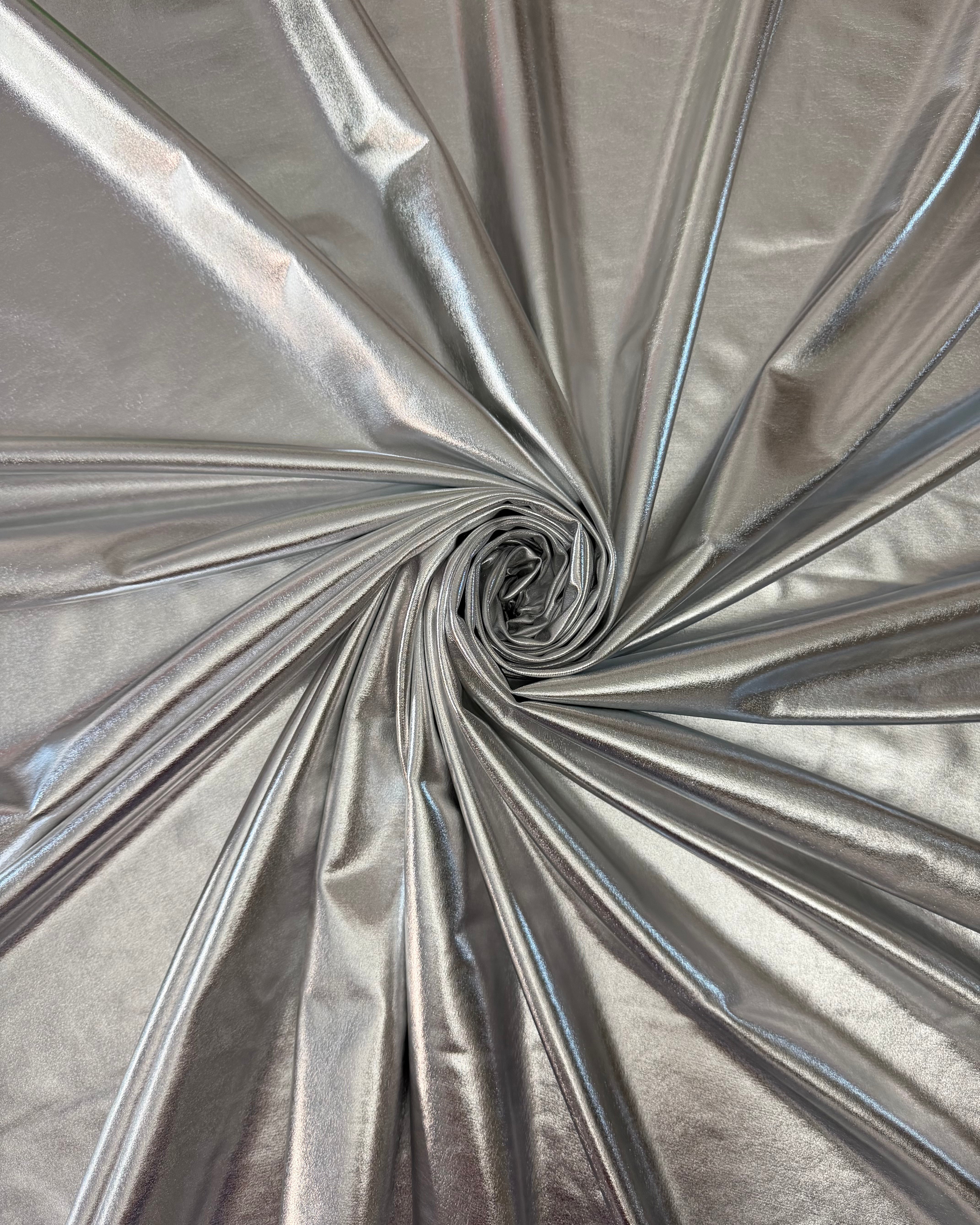 Silver Havana Foiled Spandex, Foiled Spandex Fabric, Metallic Spandex Fabric, Shiny Spandex Fabric, Foil Stretch Fabric, Shimmer Fabric, Hologram Spandex