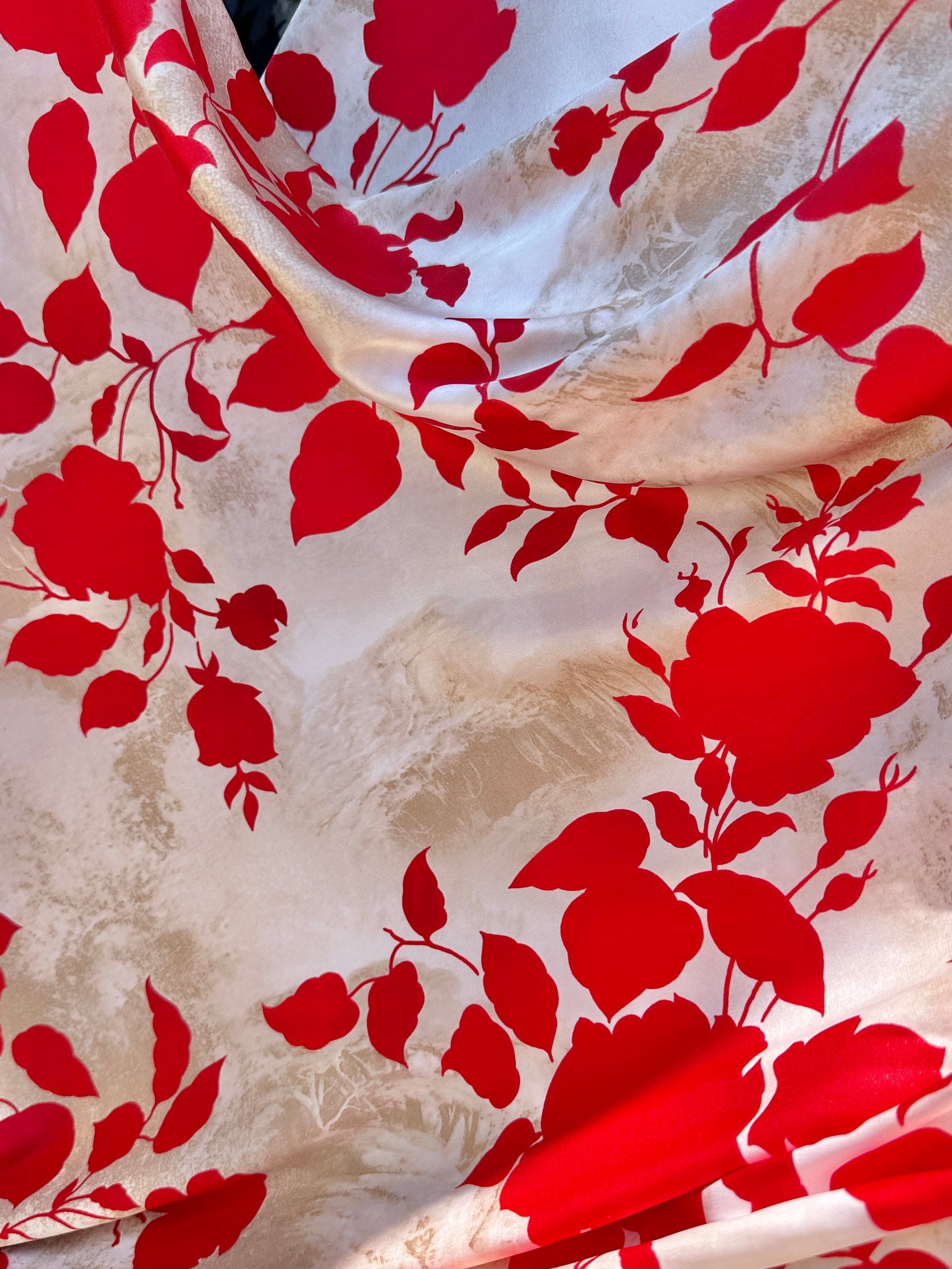 Ivory Champagne Floral Print Satin, champagne Floral Print Satin, ivory Floral Print Satin, off white Floral Print Satin, Floral Print Satin for bridal wear, Floral Print Satin for party wear, Floral Print Satin in low price, premium Floral Print Satin