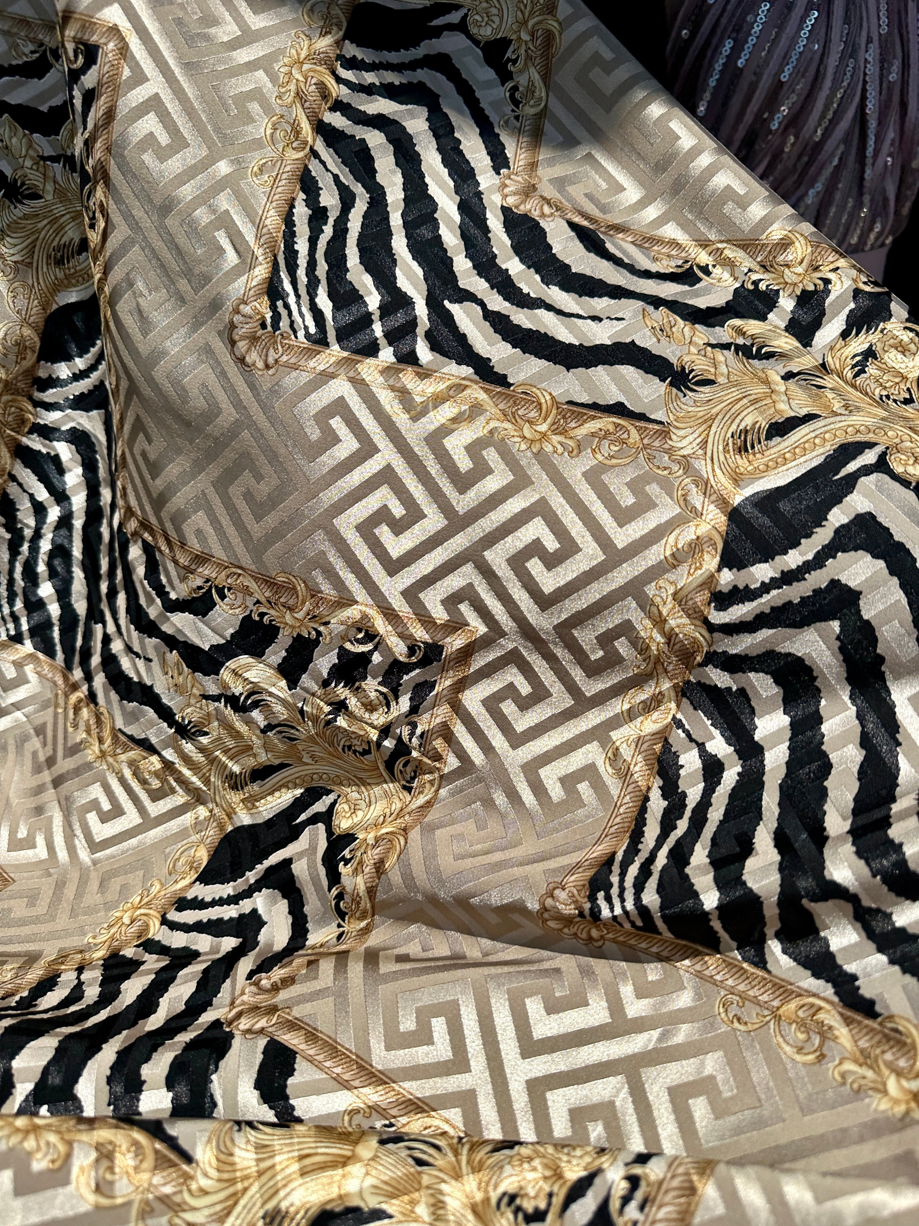 animal print satin, printed satin, multicolor satin, satin for woman, satin for party wear, premium satin, satin on sale, buy satin online
