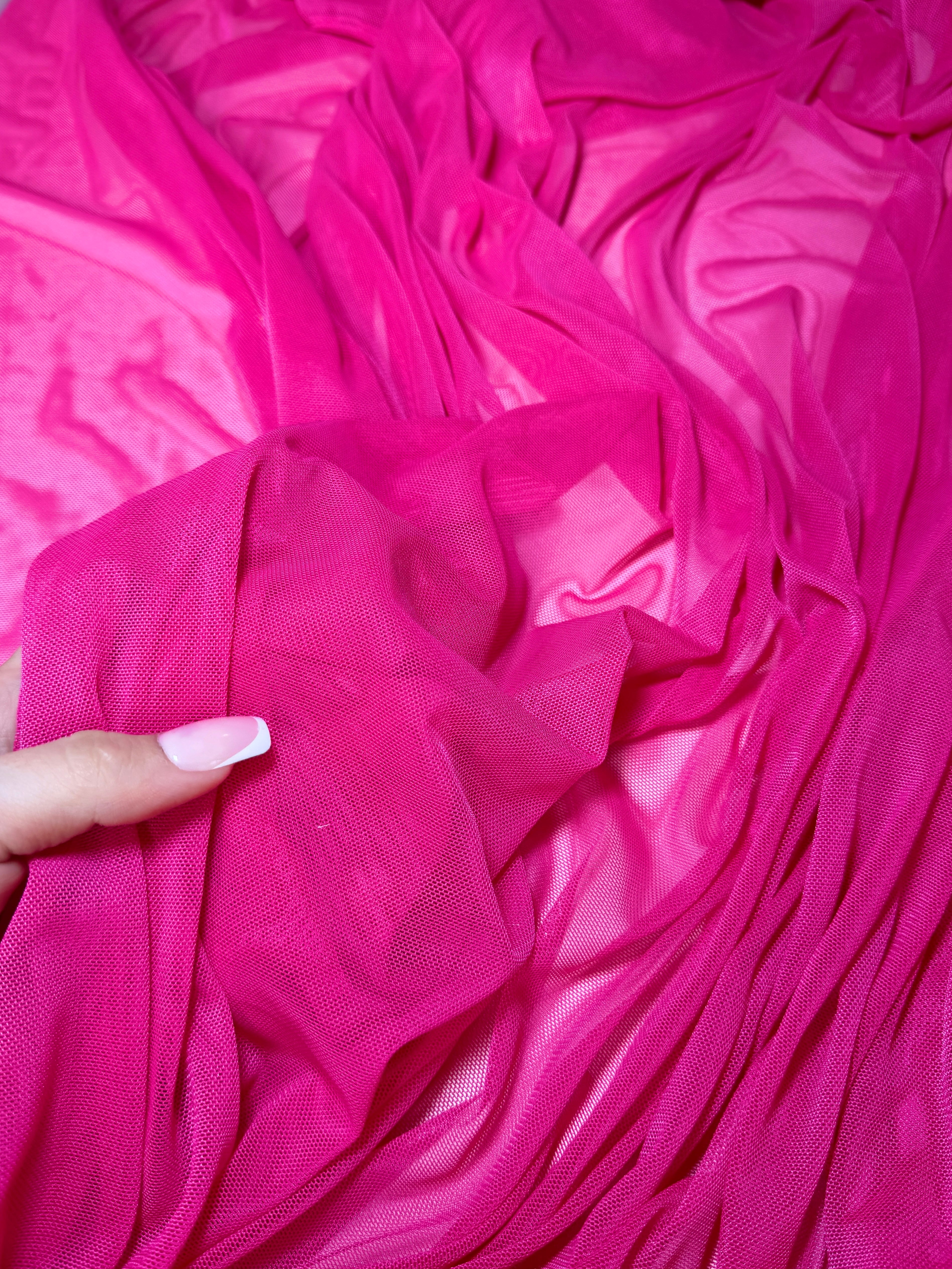 fuchsia 4way stretch power mesh, dark pink power mesh, light pink power mesh, light pink power mesh