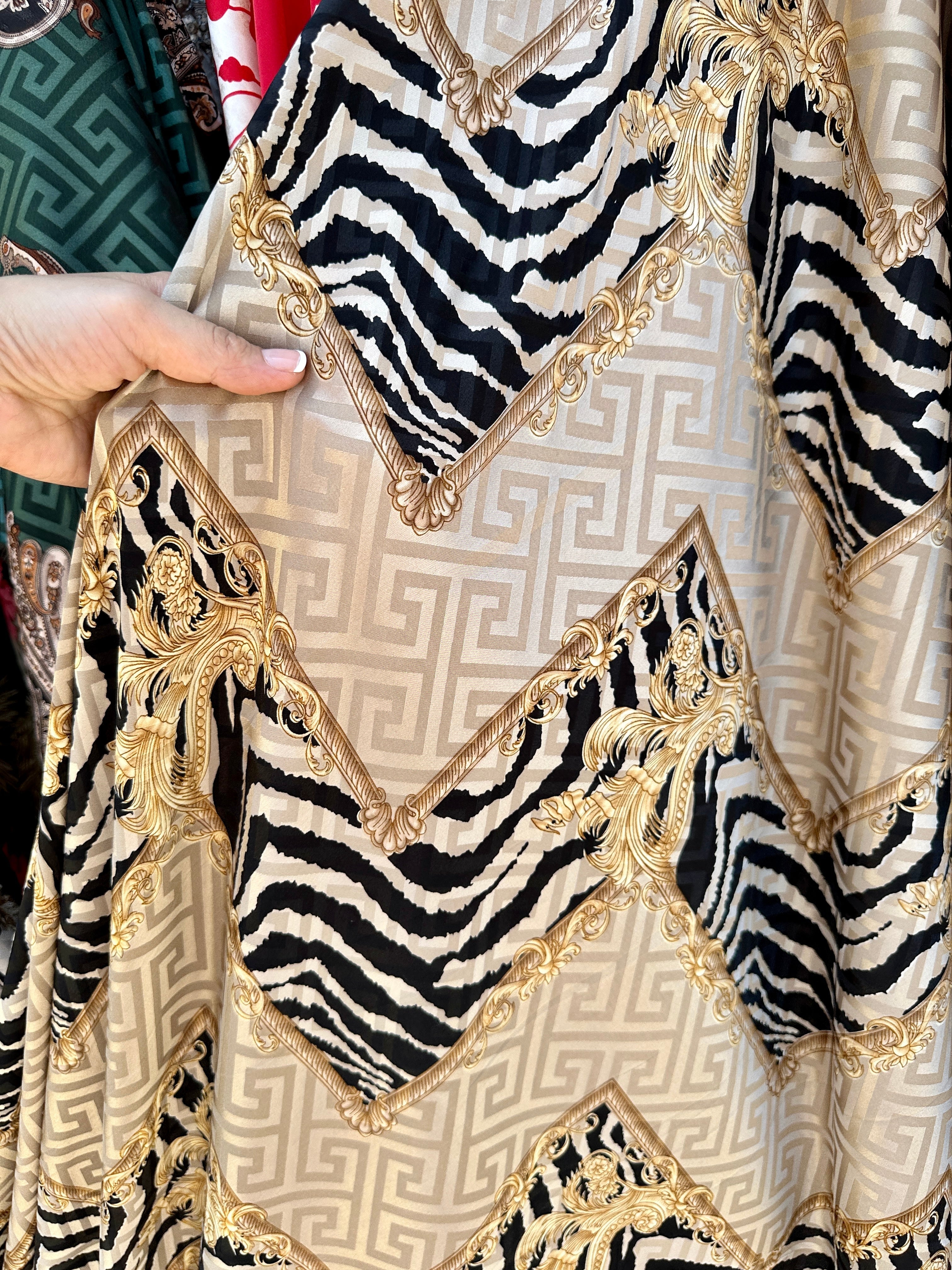 animal print satin, printed satin, multicolor satin, satin for woman, satin for party wear, premium satin, satin on sale, buy satin online