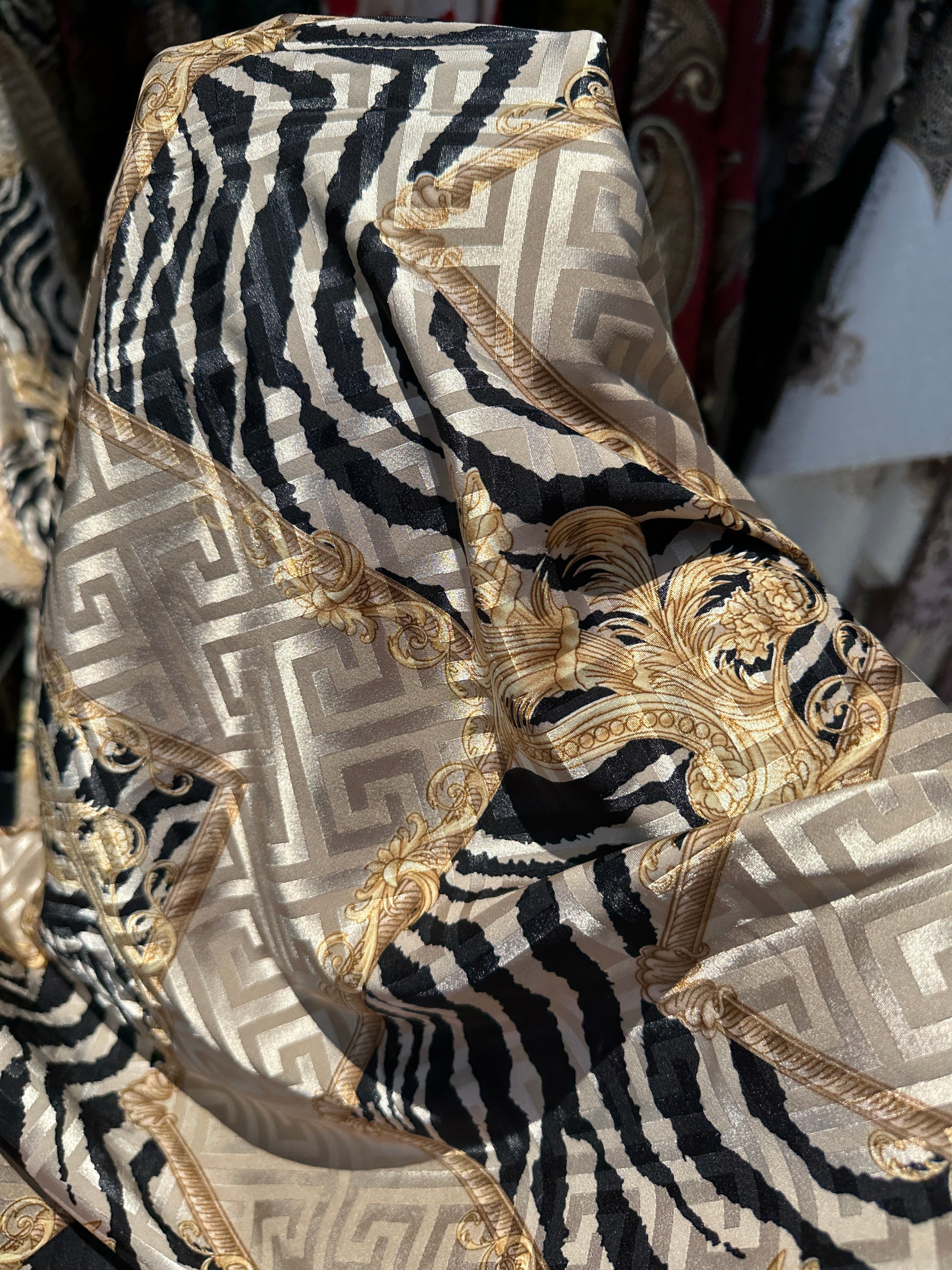 animal print satin, printed satin, multicolor satin, satin for woman, satin for party wear, premium satin, satin on sale, buy satin online