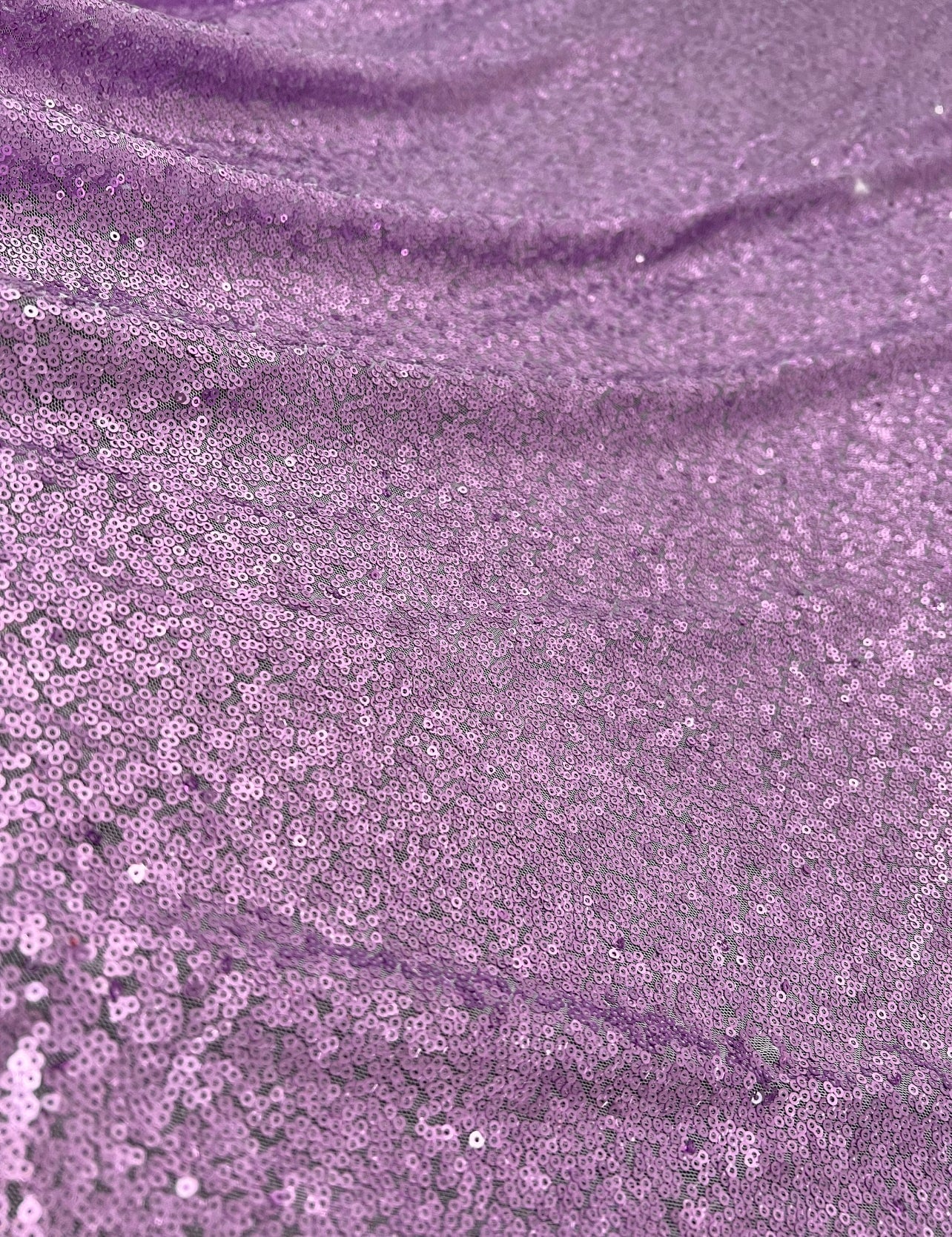 Lavender Sequin on Mesh, purple Sequin on Mesh, purple Sequin, eco-friendly fabric, pure Sequin on Mesh fabric, stretch sequin mesh, sequin fabric, kiki textiles, sewing