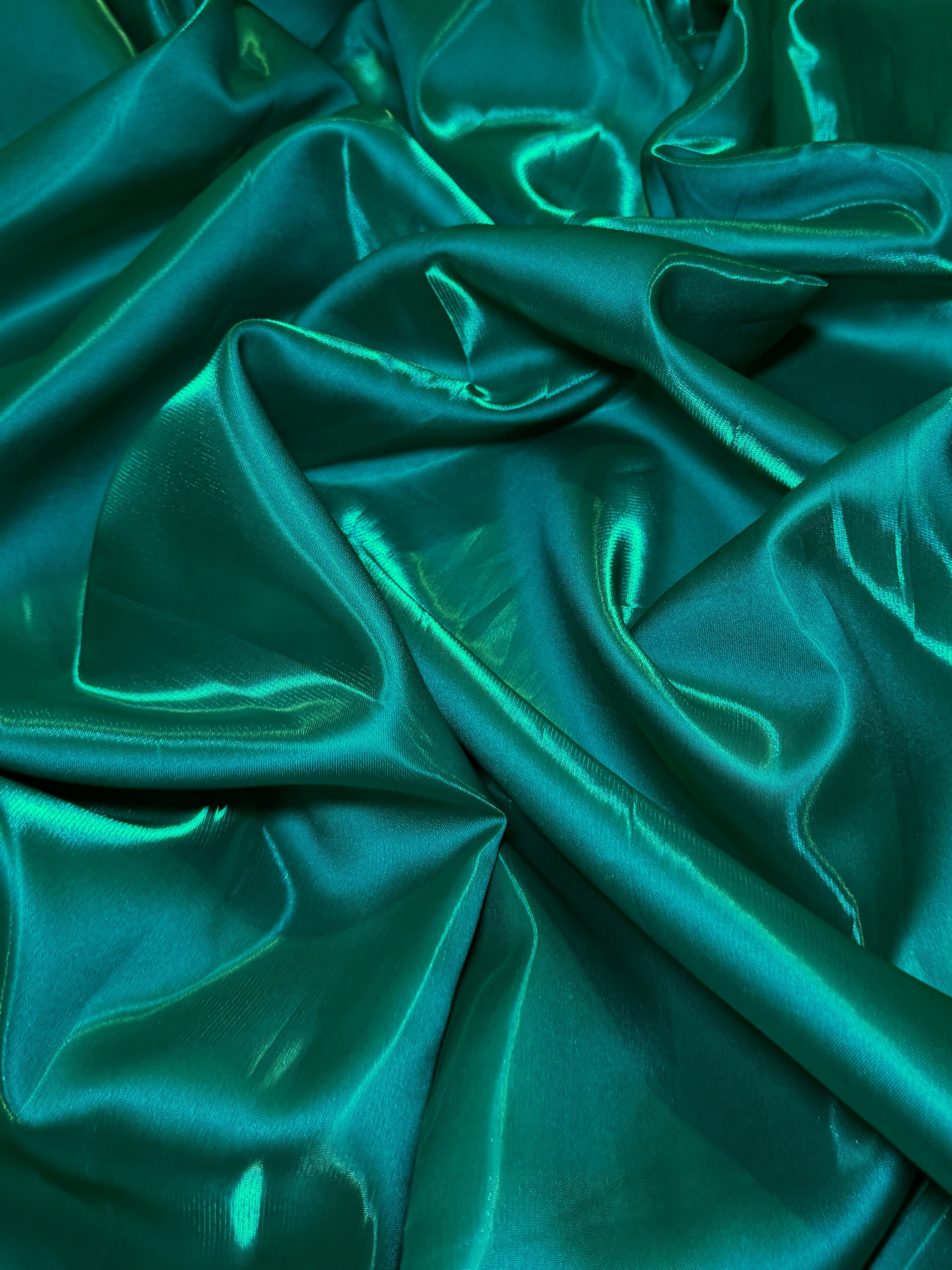 Emerald Green Liquid Bridal Satin, Luxury Silky Satin, Liquid Bridal Satin, Silky Satin, Premium Stretch Bridal Satin, Satin for Bride, Satin for Women, Satin in Low Price, Cheap Satin, Satin on Sale