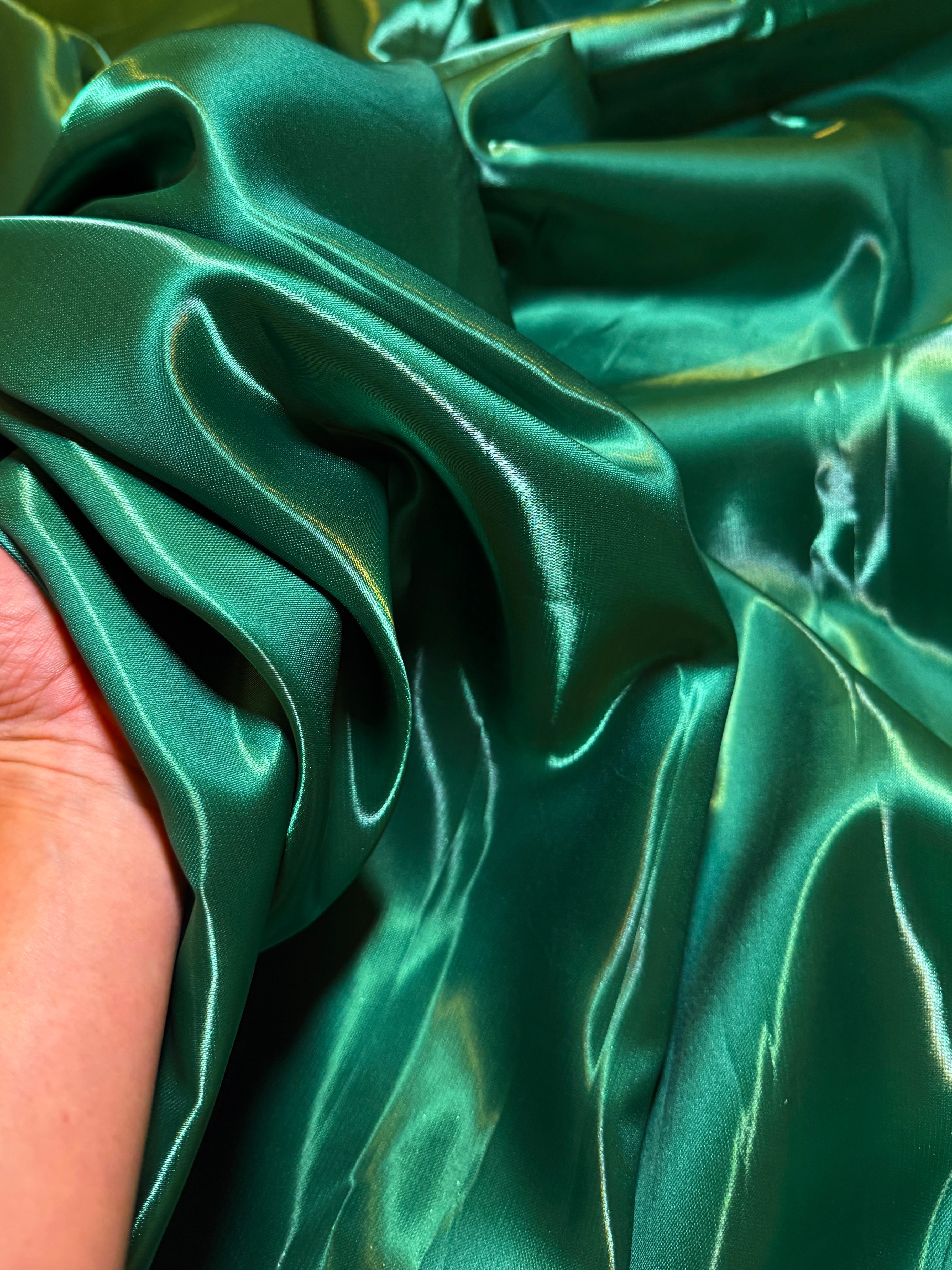 Emerald Green Liquid Bridal Satin, Kiki Sewing Store, Luxury Fabric, Cheap Fabric Store, Kiki Textiles, Textile by the Yard, Los Angeles Fabrics