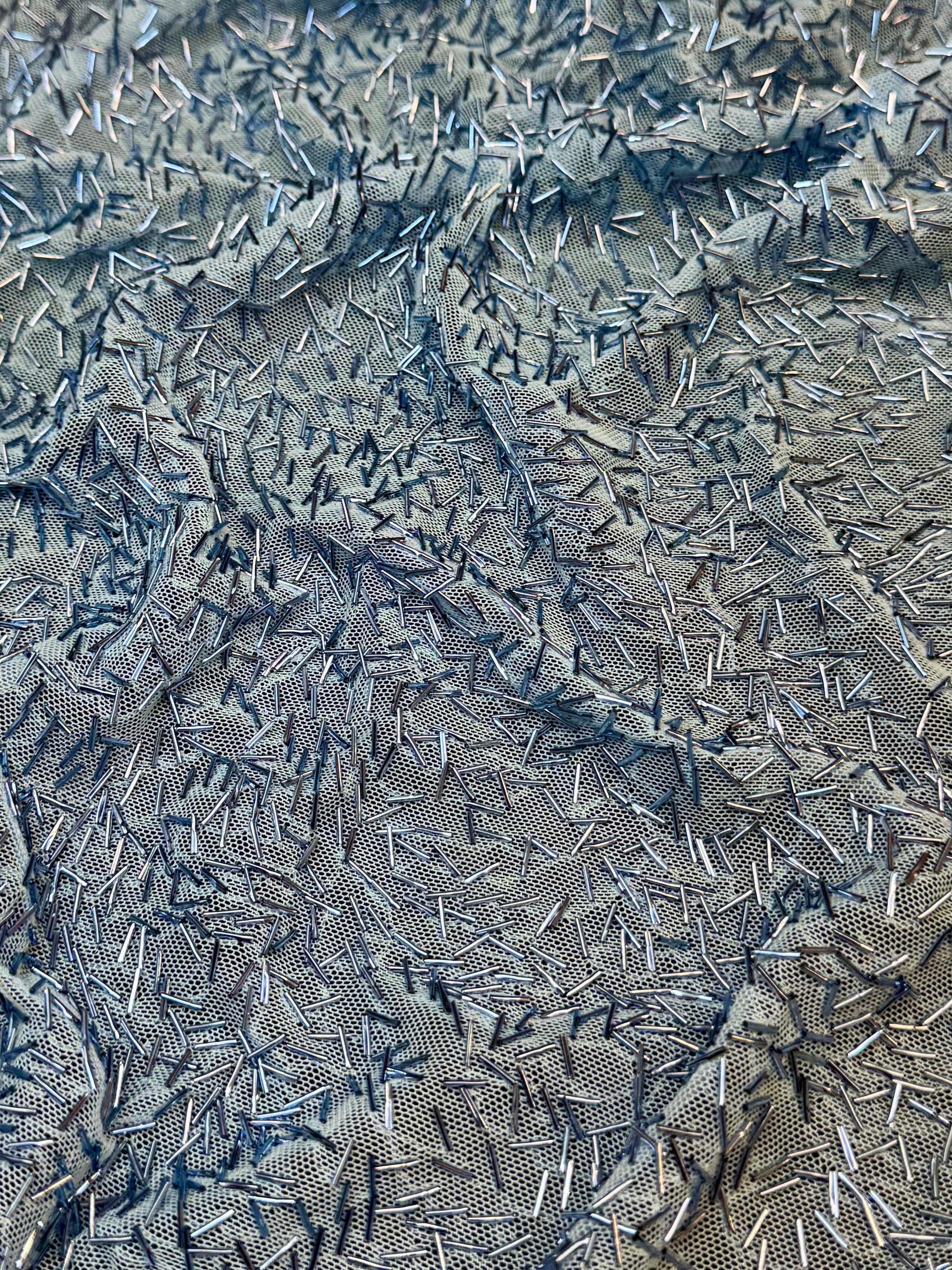 Baby Blue Bugle Beaded Stretch Mesh, Beaded Stretch Mesh, Stretch Mesh Fabric, Bugle Bead Fabric, Beaded Mesh Fabric, Embellished Mesh Fabric, Stretch Beaded Fabric, Mesh Fabric Stretch