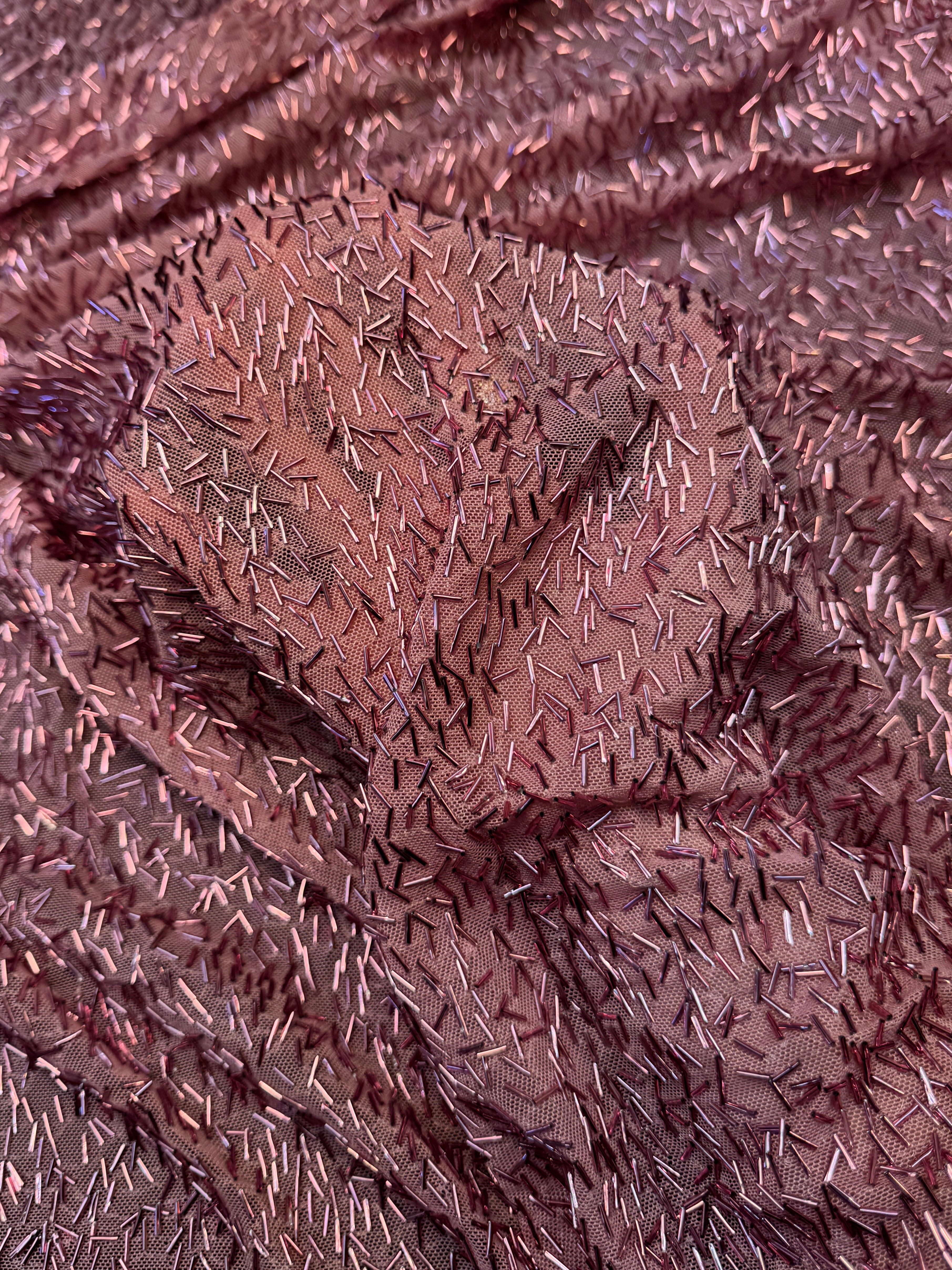 Dusty Rose Bugle Beaded Stretch Mesh, Kiki Sewing Store, Kiki Luxury Fabric, Cheap Fabric Store, Kiki Textiles, Kiki Textile by the Yard, Kiki Textile USA