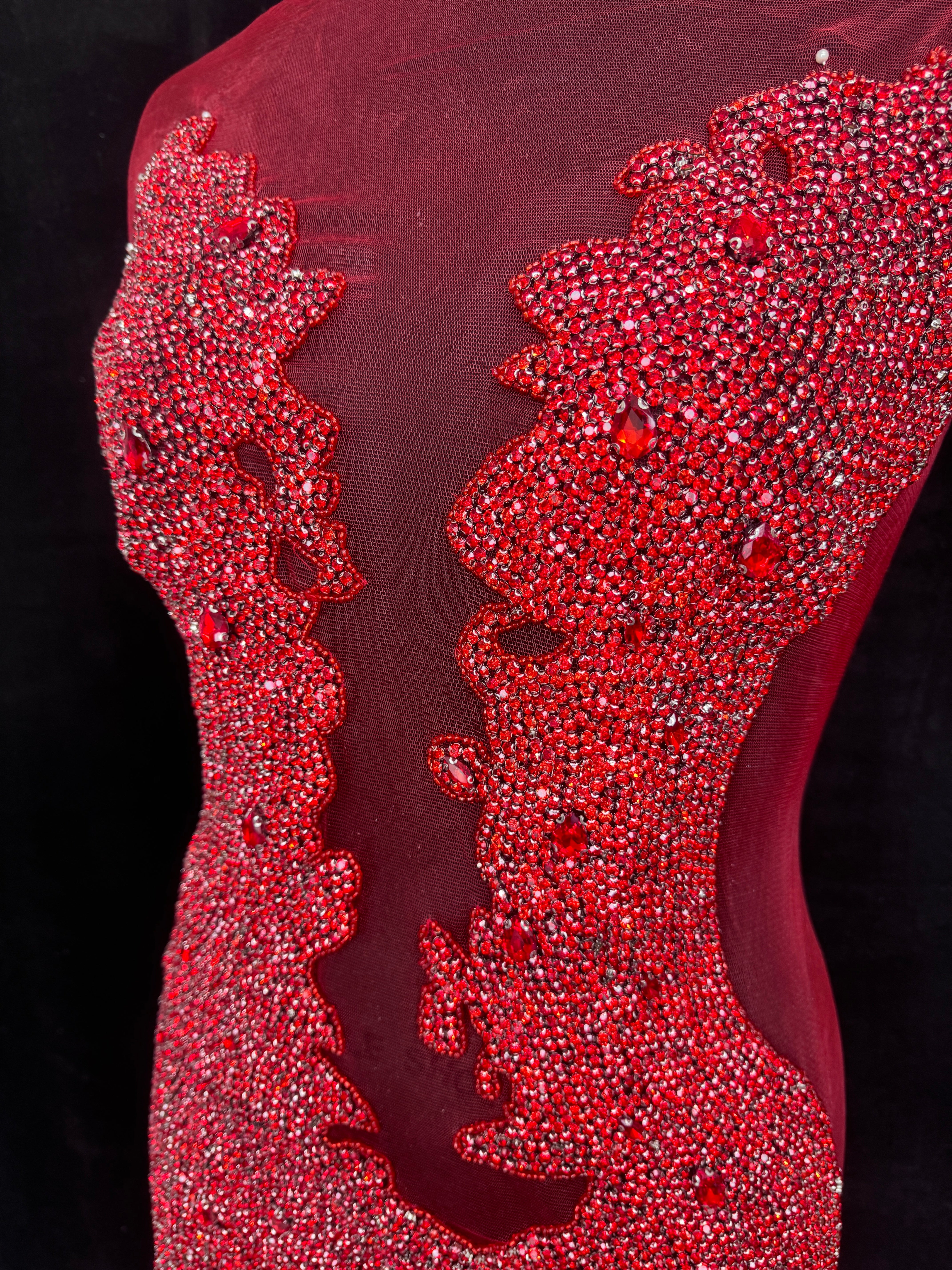 Lucy Red Rhinestone Bodice Applique, Shop Fabrics Online, Sewing, Fabric Store, Sewing Store, Cheap Fabric Store, Kiki Textiles, Textile by the Yard