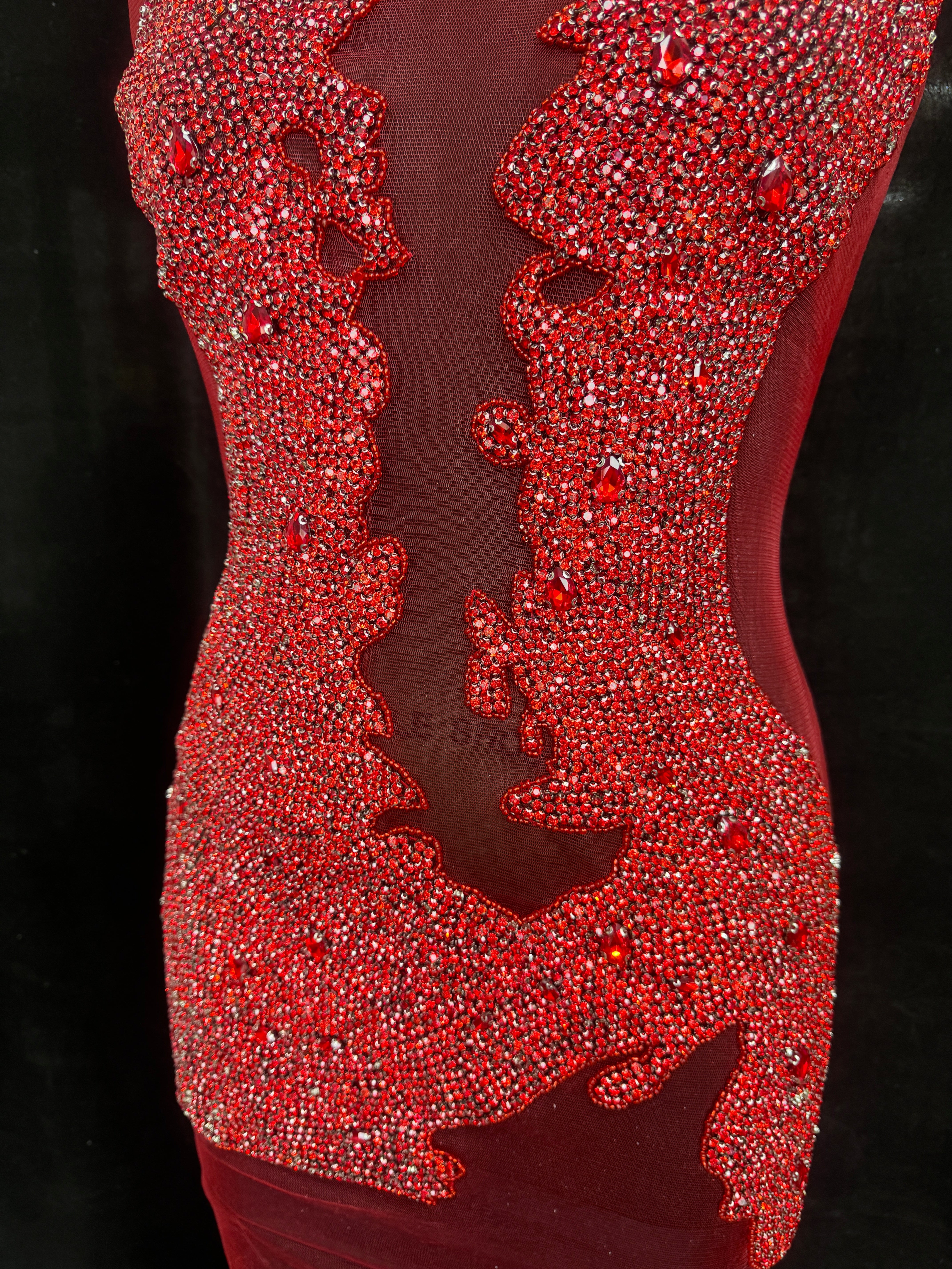 Lucy Red Rhinestone Bodice Applique, Shop Fabrics Online, Sewing, Fabric Store, Sewing Store, Cheap Fabric Store, Kiki Textiles, Textile by the Yard