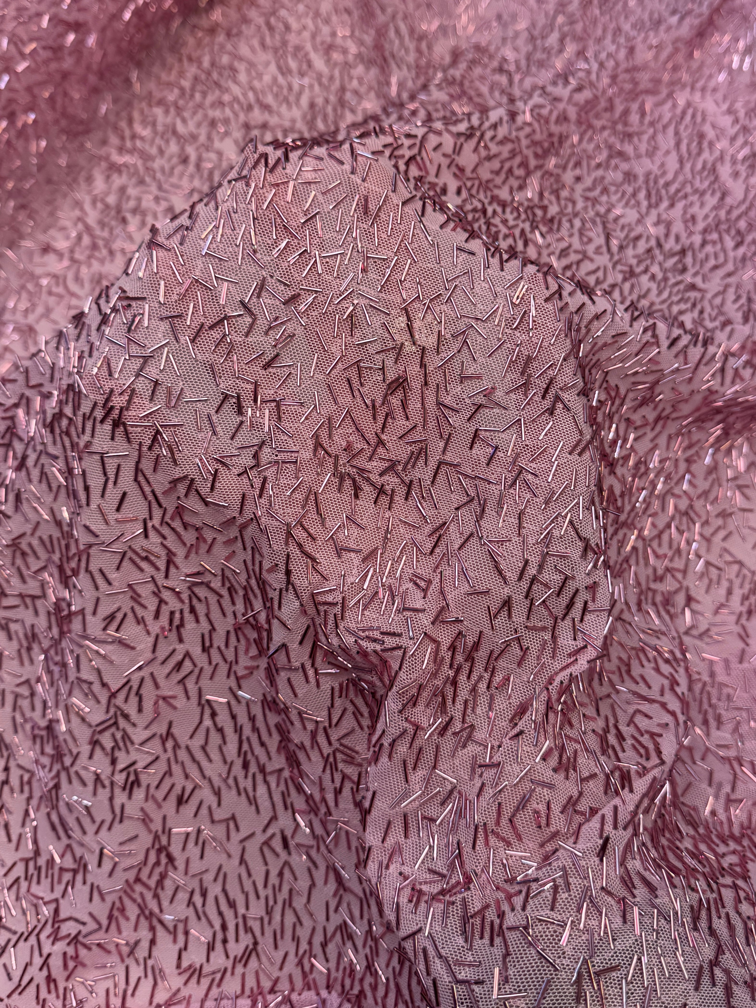 Blush Pink Bugle Beaded Stretch Mesh, Kiki Sewing Store, Kiki Luxury Fabric, Cheap Fabric Store, Kiki Textiles, Kiki Textile by the Yard, Kiki Textile USA