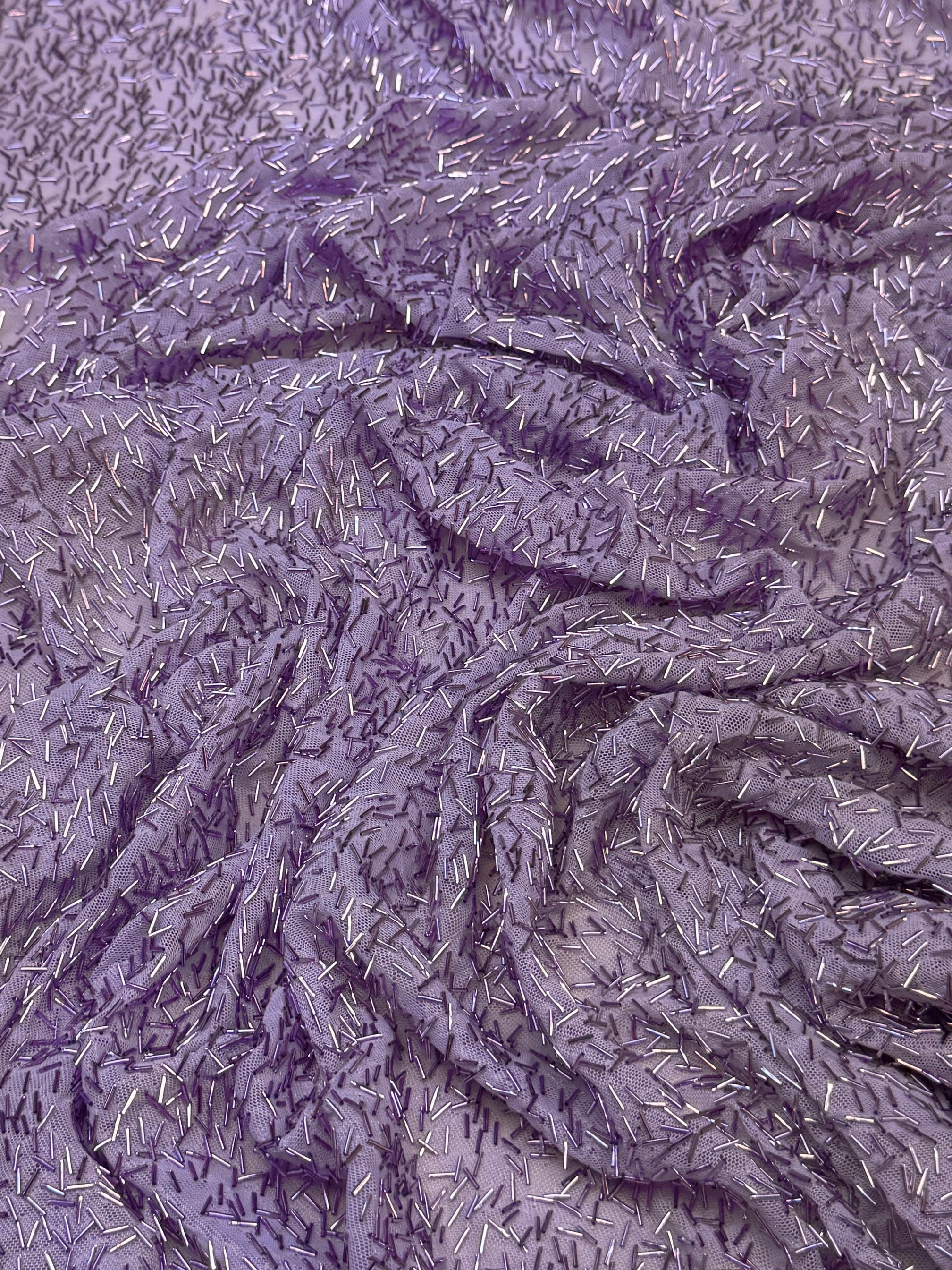 Lavender Bugle Beaded Stretch Mesh, Kiki Sewing Store, Kiki Luxury Fabric, Cheap Fabric Store, Kiki Textiles, Kiki Textile by the Yard, Kiki Textile USA