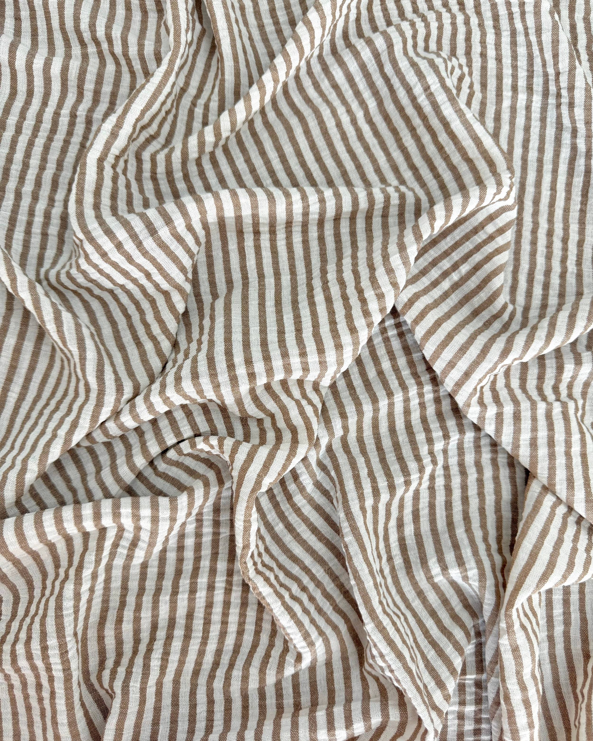 Tan Coastal Linen Look Stripe Fabric, Coastal Stripe Fabric, Linen Blend Fabric, Summer Stripe Fabric, Lightweight Linen Fabric, Beach House Fabric, Farmhouse Stripe Fabric