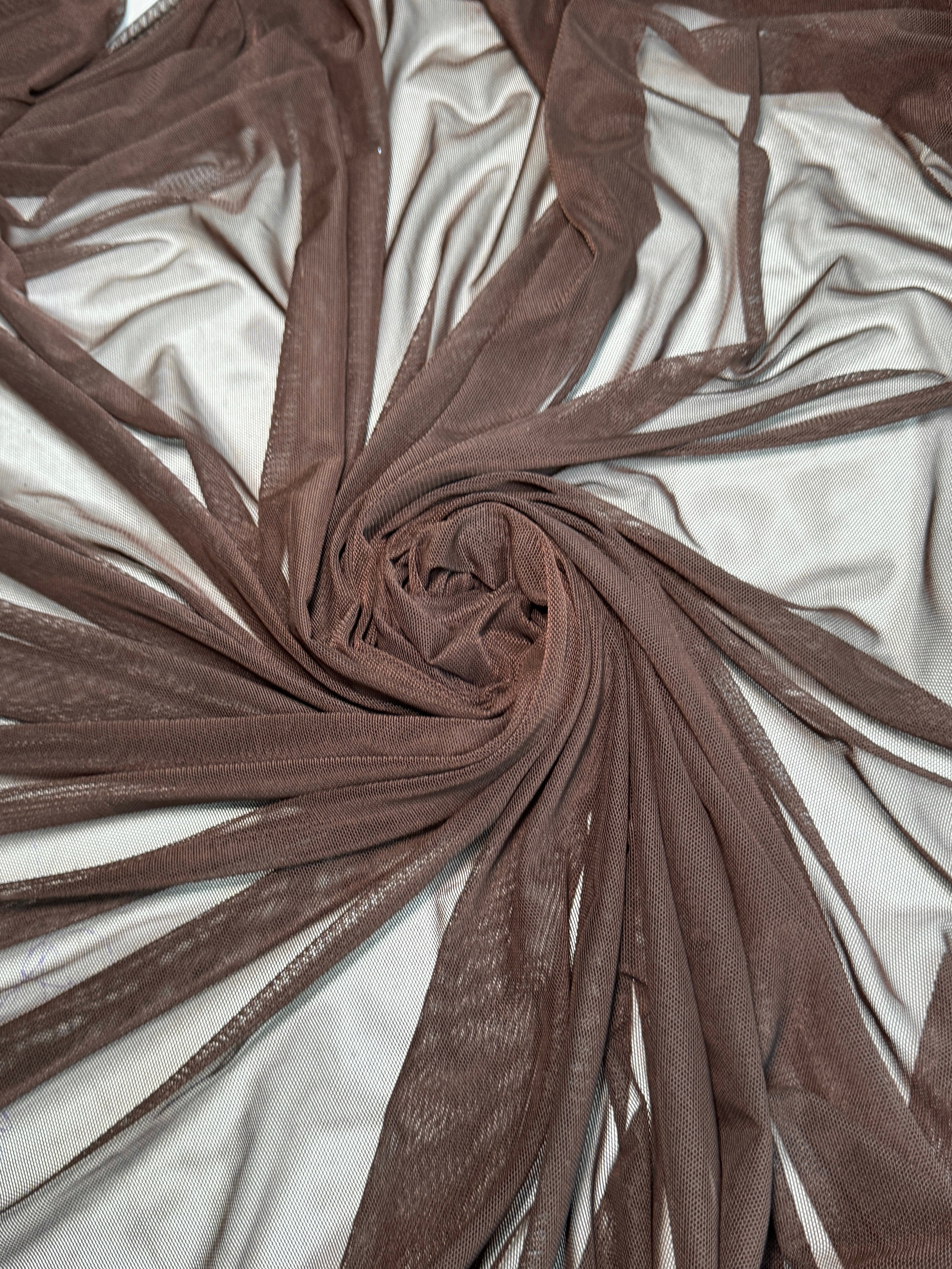 chocolate brown 4way stretch power mesh, dark brown power mesh, light brown power mesh, brown power mesh