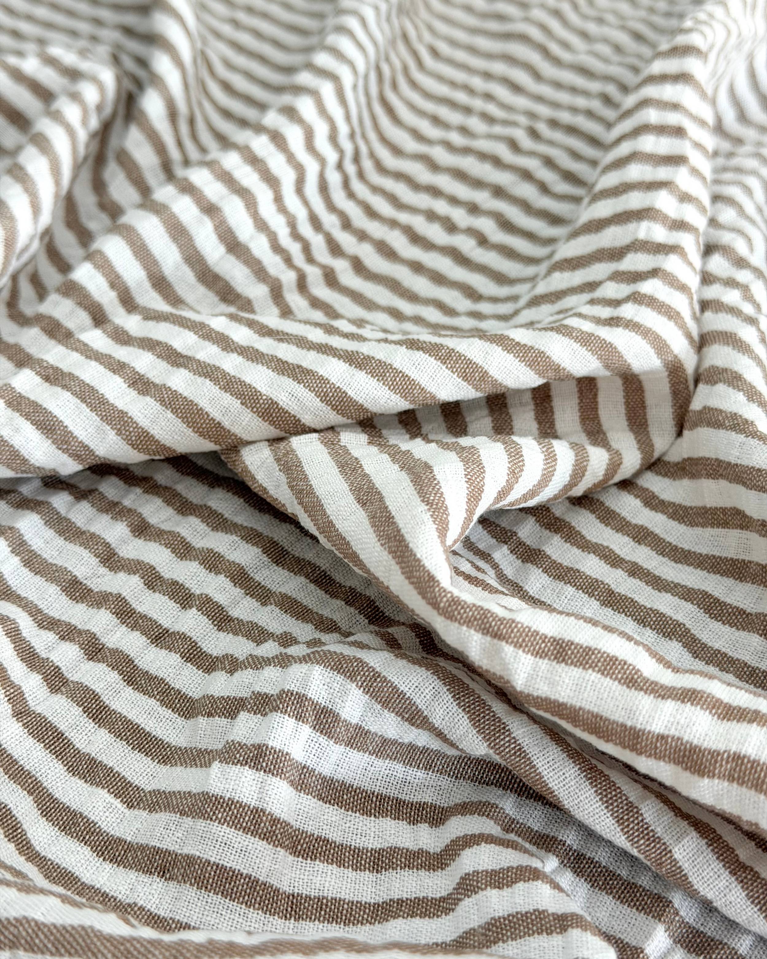 Tan Coastal Linen Look Stripe Fabric, Coastal Stripe Fabric, Linen Blend Fabric, Summer Stripe Fabric, Lightweight Linen Fabric, Beach House Fabric, Farmhouse Stripe Fabric