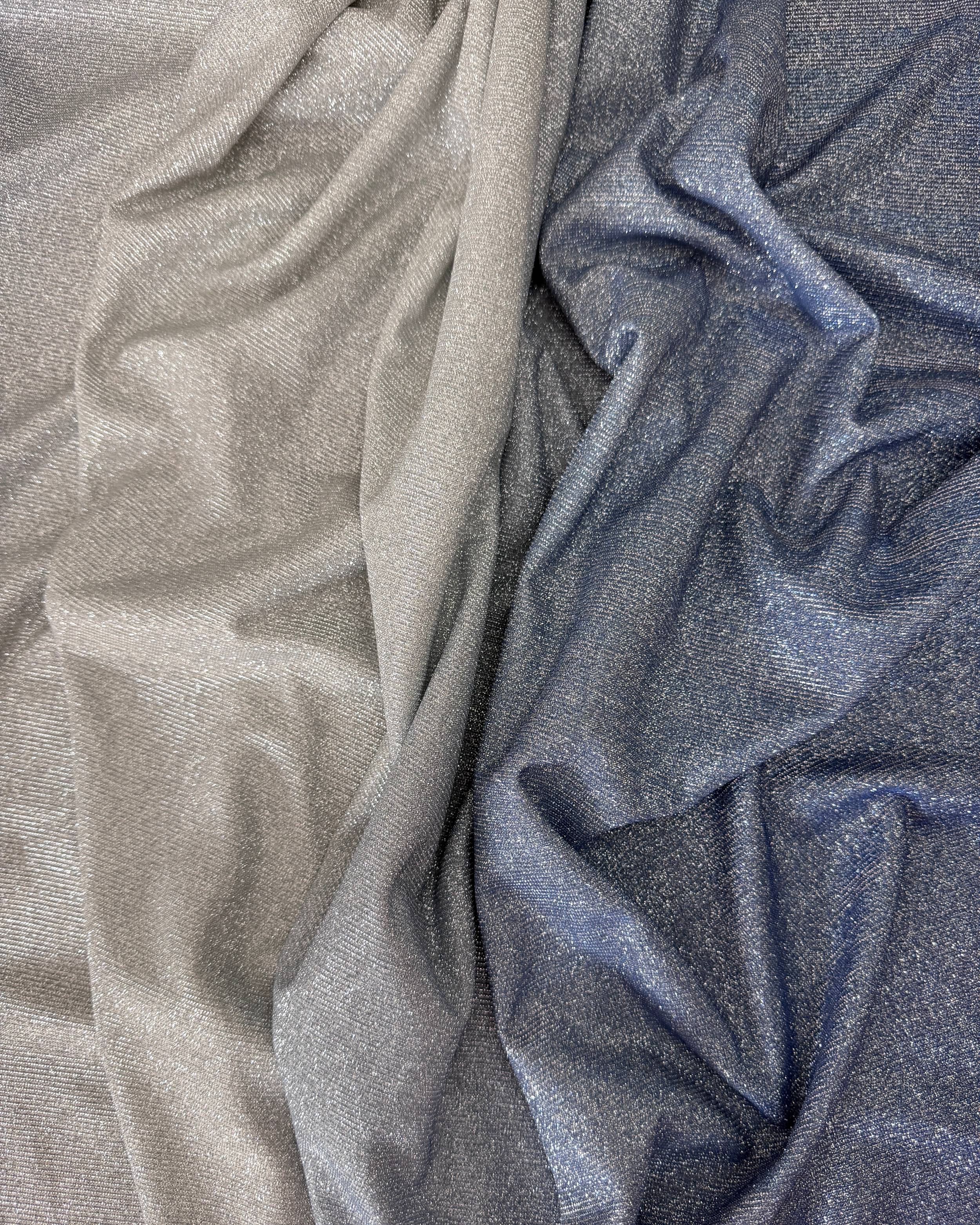 Blue Ombre Stretch Metallic Lurex, Glittery Fabric, Stretch Metallic Lurex, Sparkle Fabric, Lurex Fabric for Sale, All Way Stretch Lurex