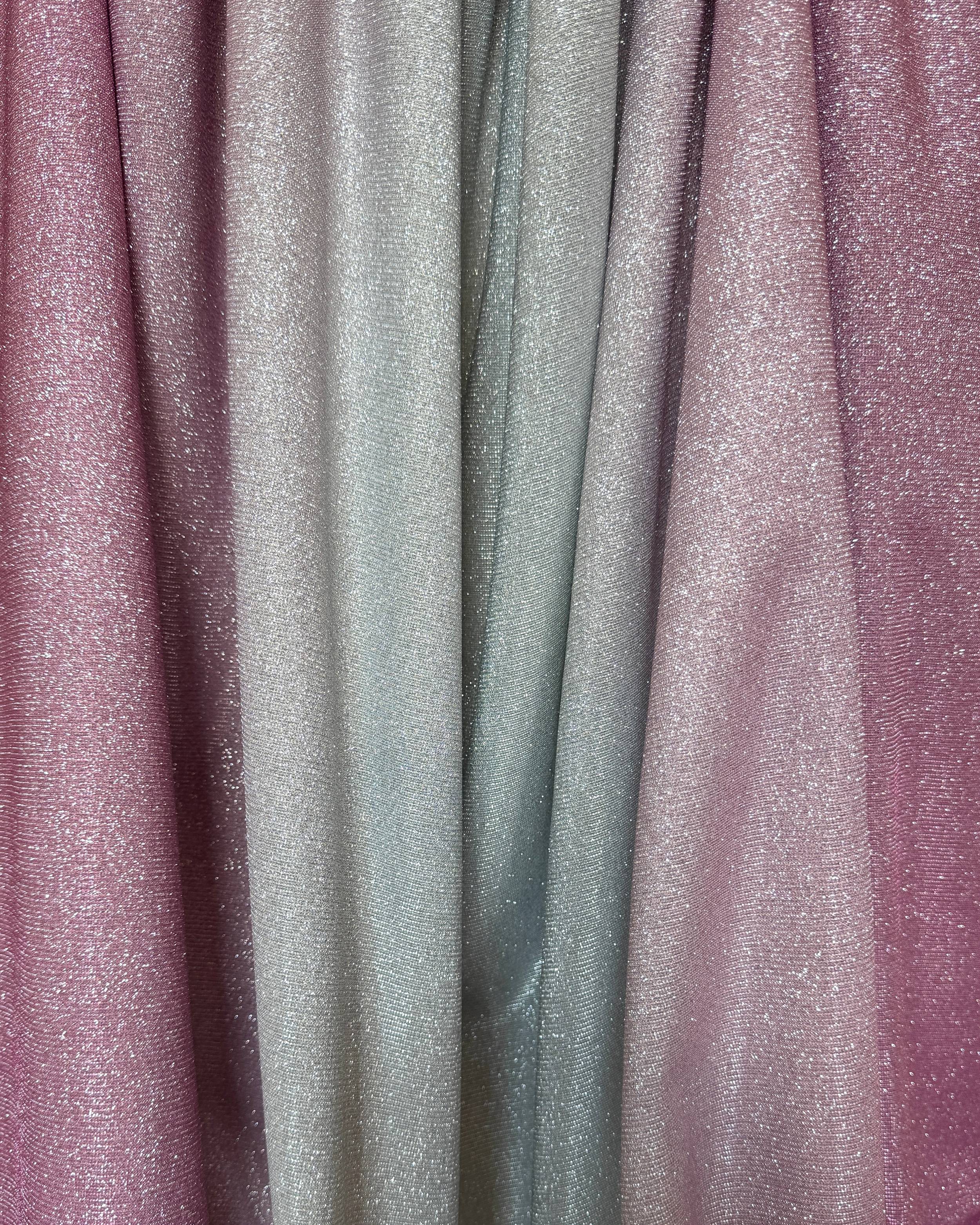 Pink Ombre Stretch Metallic Lurex, Glittery Fabric, Stretch Metallic Lurex, Sparkle Fabric, Lurex Fabric for Sale, All Way Stretch Lurex, Lurex for Leggings