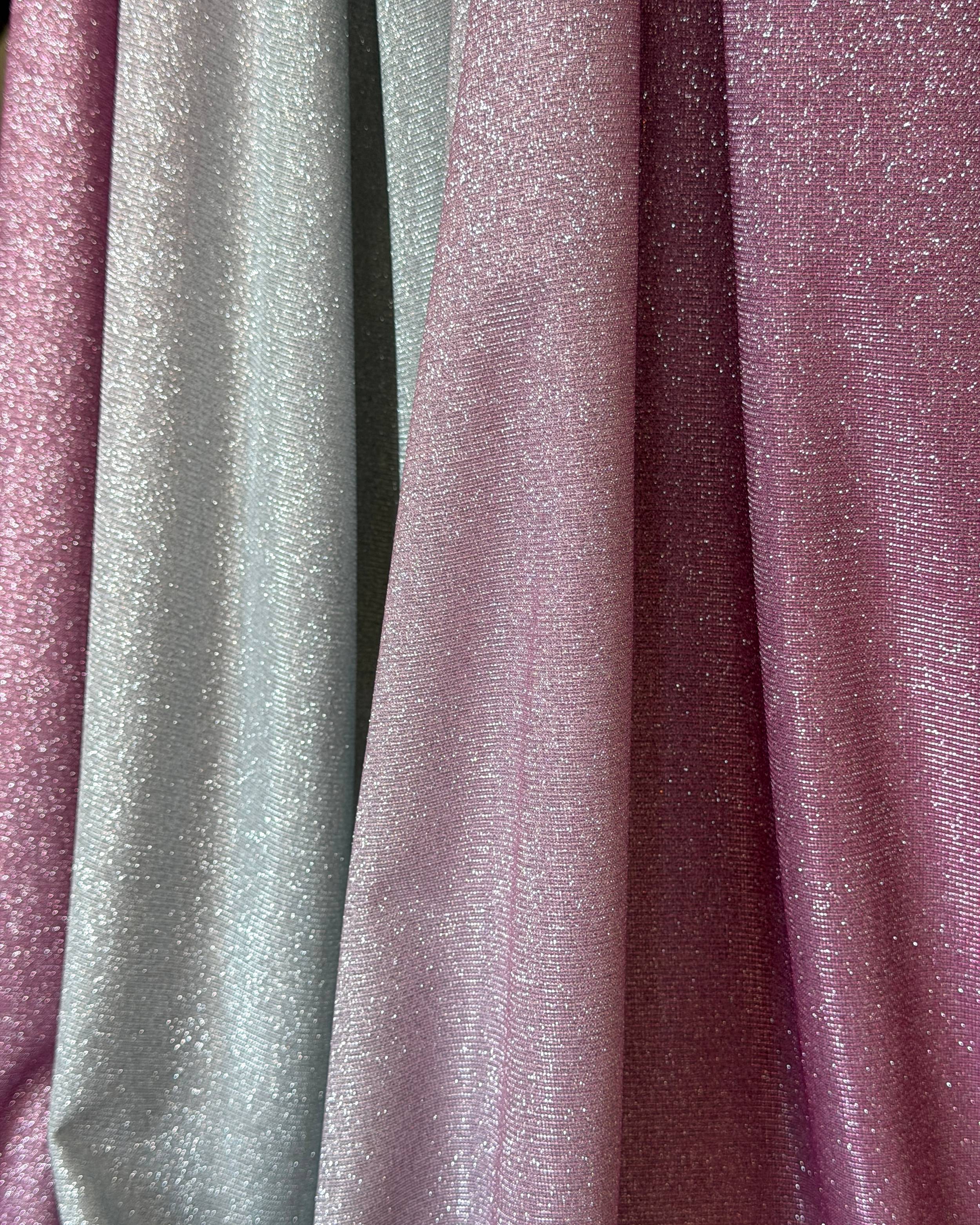 Pink Ombre Stretch Metallic Lurex, Glittery Fabric, Stretch Metallic Lurex, Sparkle Fabric, Lurex Fabric for Sale, All Way Stretch Lurex, Lurex for Leggings