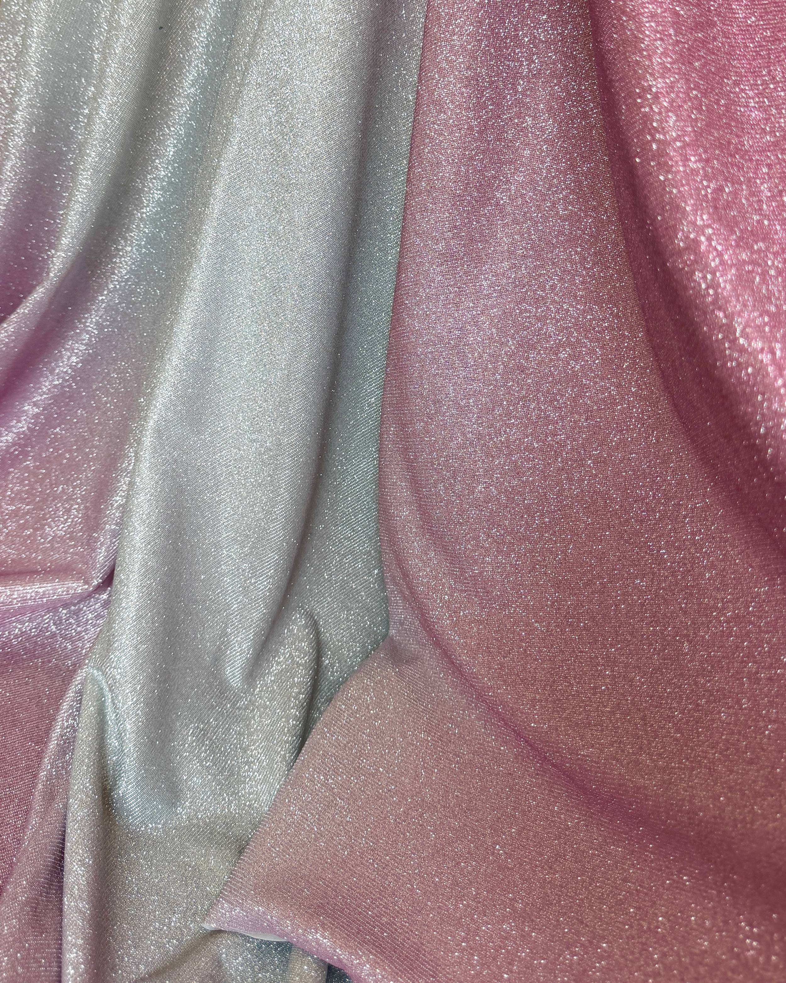 Pink Ombre Stretch Metallic Lurex, Glittery Fabric, Stretch Metallic Lurex, Sparkle Fabric, Lurex Fabric for Sale, All Way Stretch Lurex, Lurex for Leggings