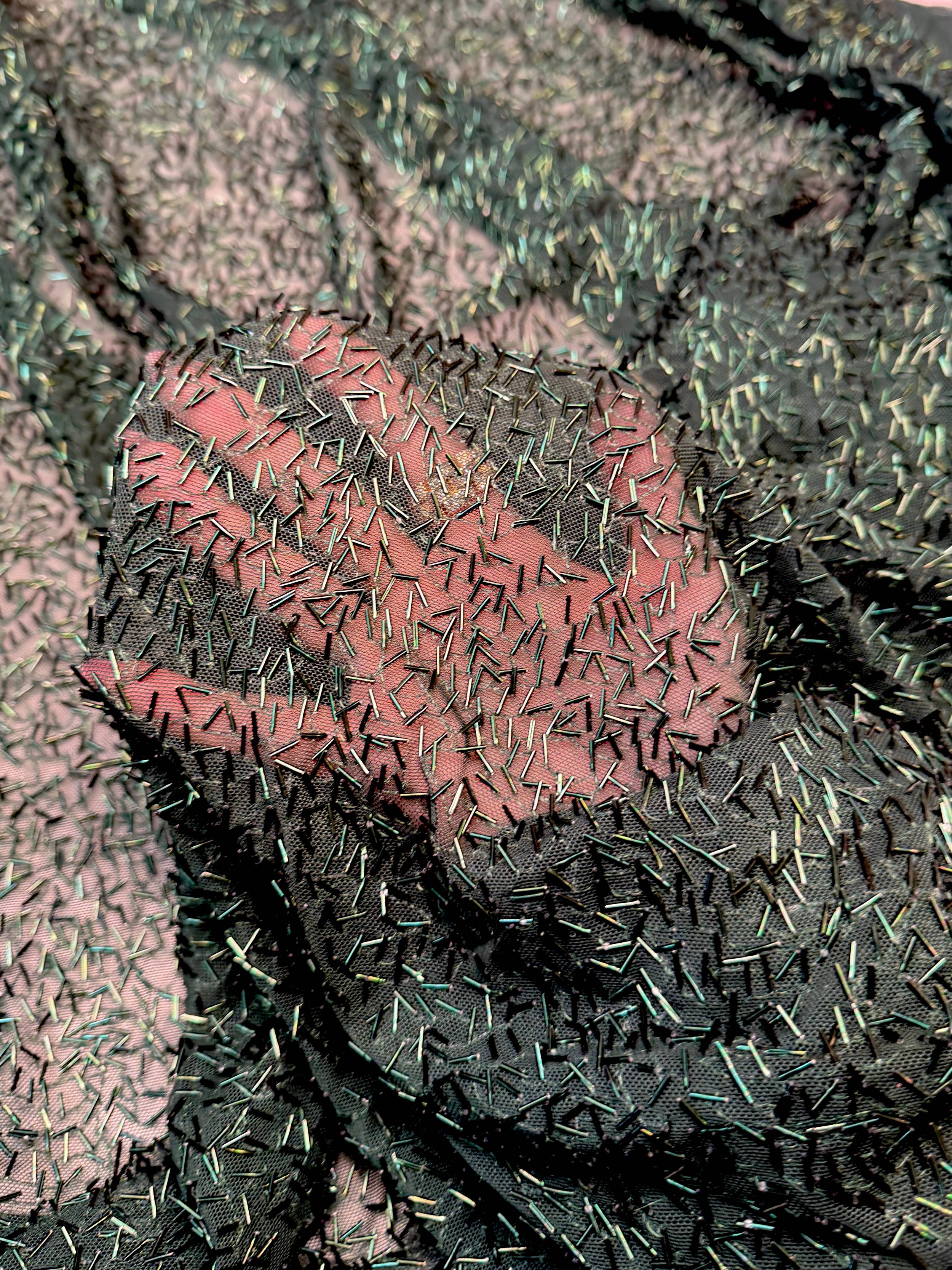 Hunter Green Bugle Beaded Stretch Mesh, Kiki Sewing Store, Kiki Luxury Fabric, Cheap Fabric Store, Kiki Textiles, Kiki Textile by the Yard, Kiki Textile USA