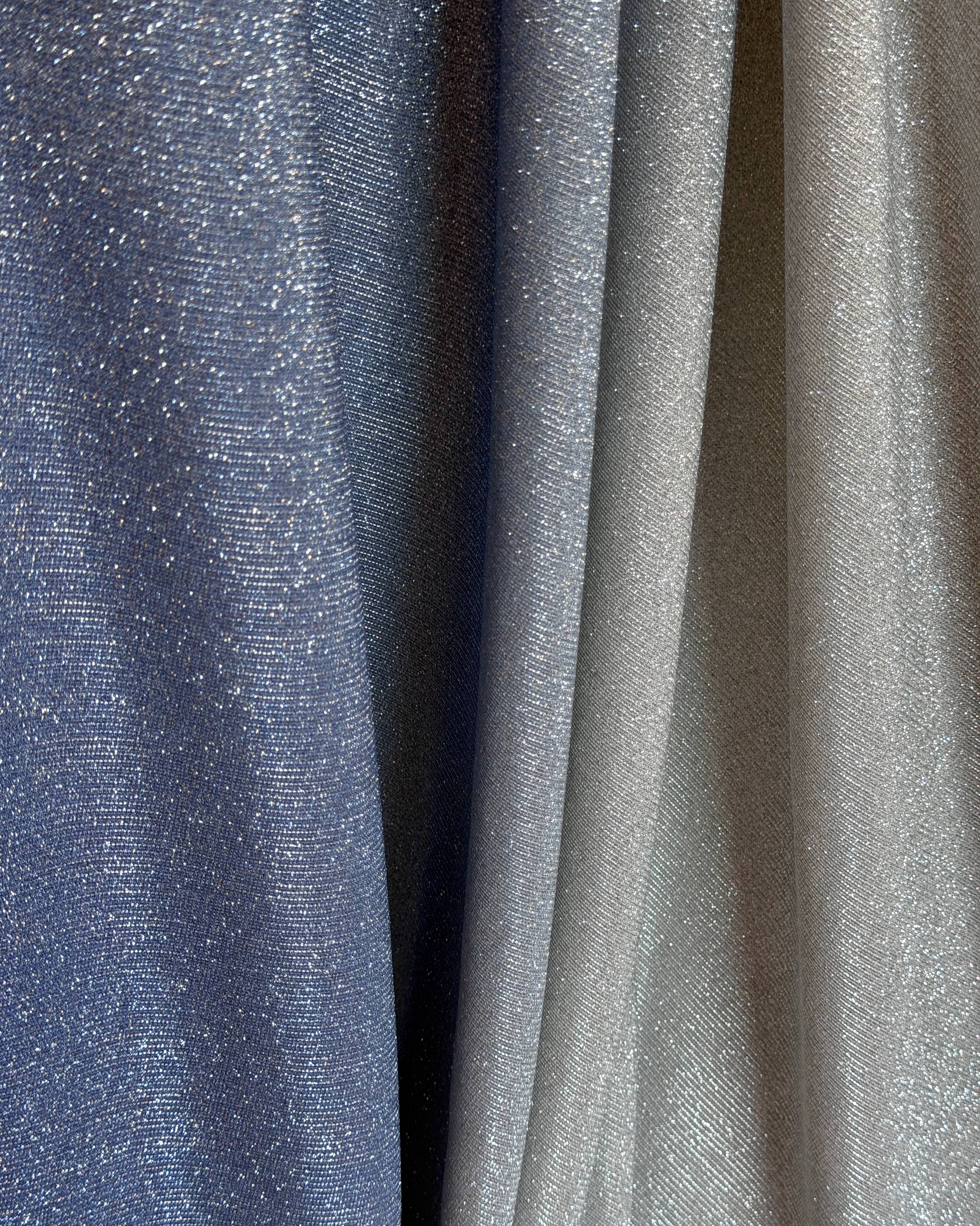 Blue Ombre Stretch Metallic Lurex, Glittery Fabric, Stretch Metallic Lurex, Sparkle Fabric, Lurex Fabric for Sale, All Way Stretch Lurex