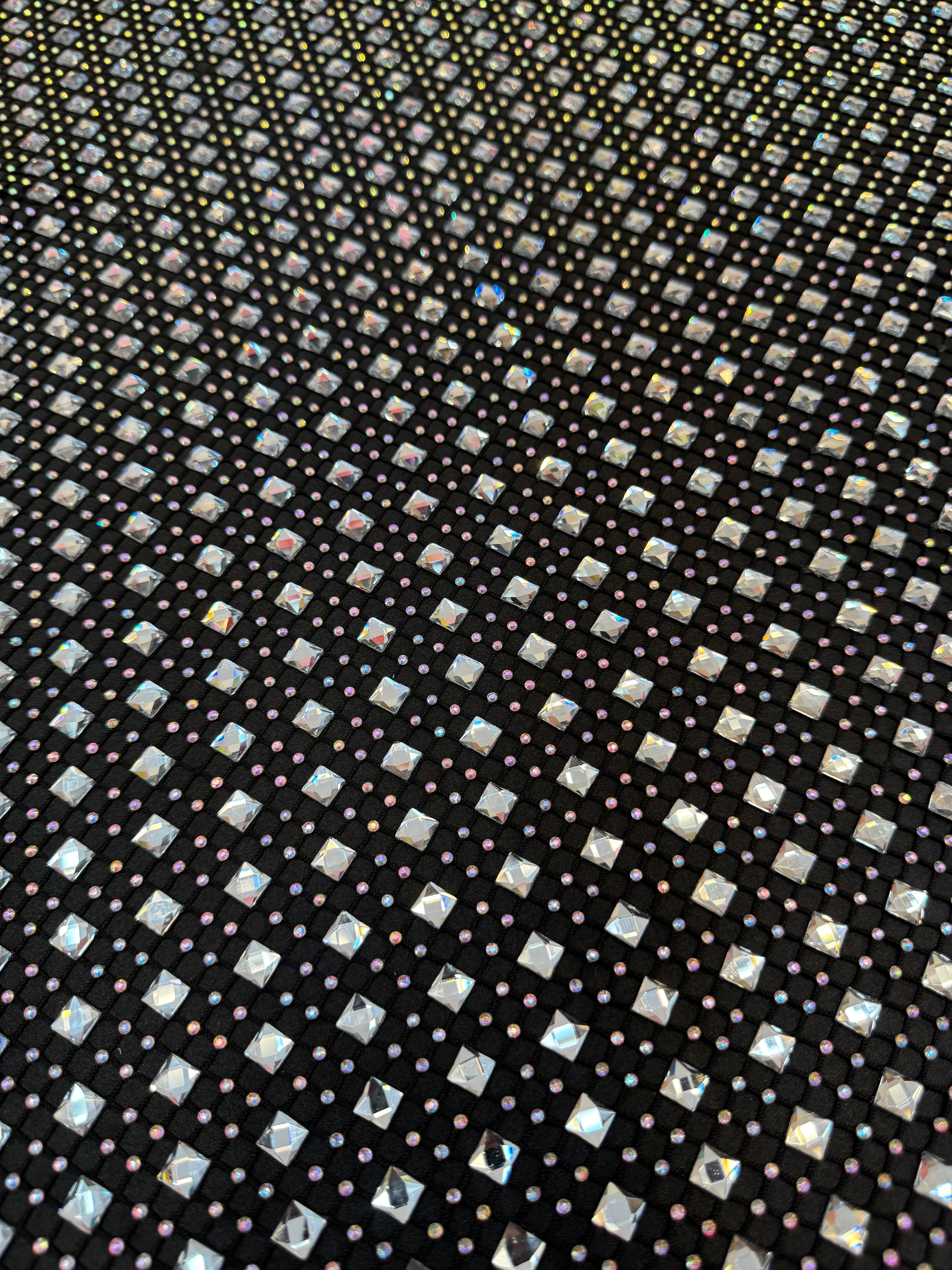Silver Diamond Crystal Mesh, Crystal Glass Rhinestone Fabric, Luxury Rhinestone Mesh, Couture Crystal Fabric, Heavy Rhinestone Mesh, Premium Crystal Mesh