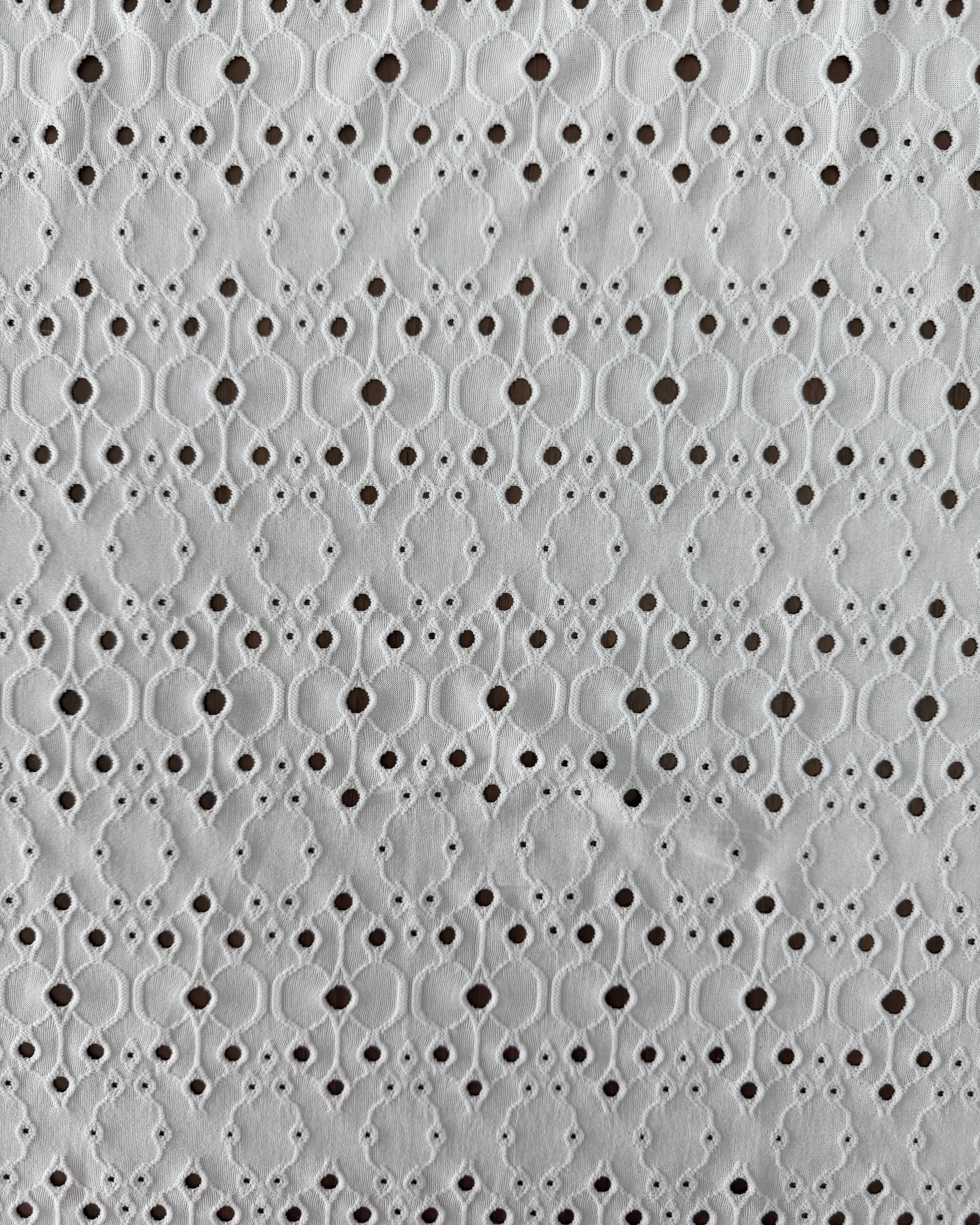 White 4 Way Stretch Eyelet Jacquard Knit, Eyelet Jacquard Knit Fabric, Stretch Eyelet Fabric, Jacquard Knit Fabric, Textured Knit Fabric, Breathable Knit Fabric