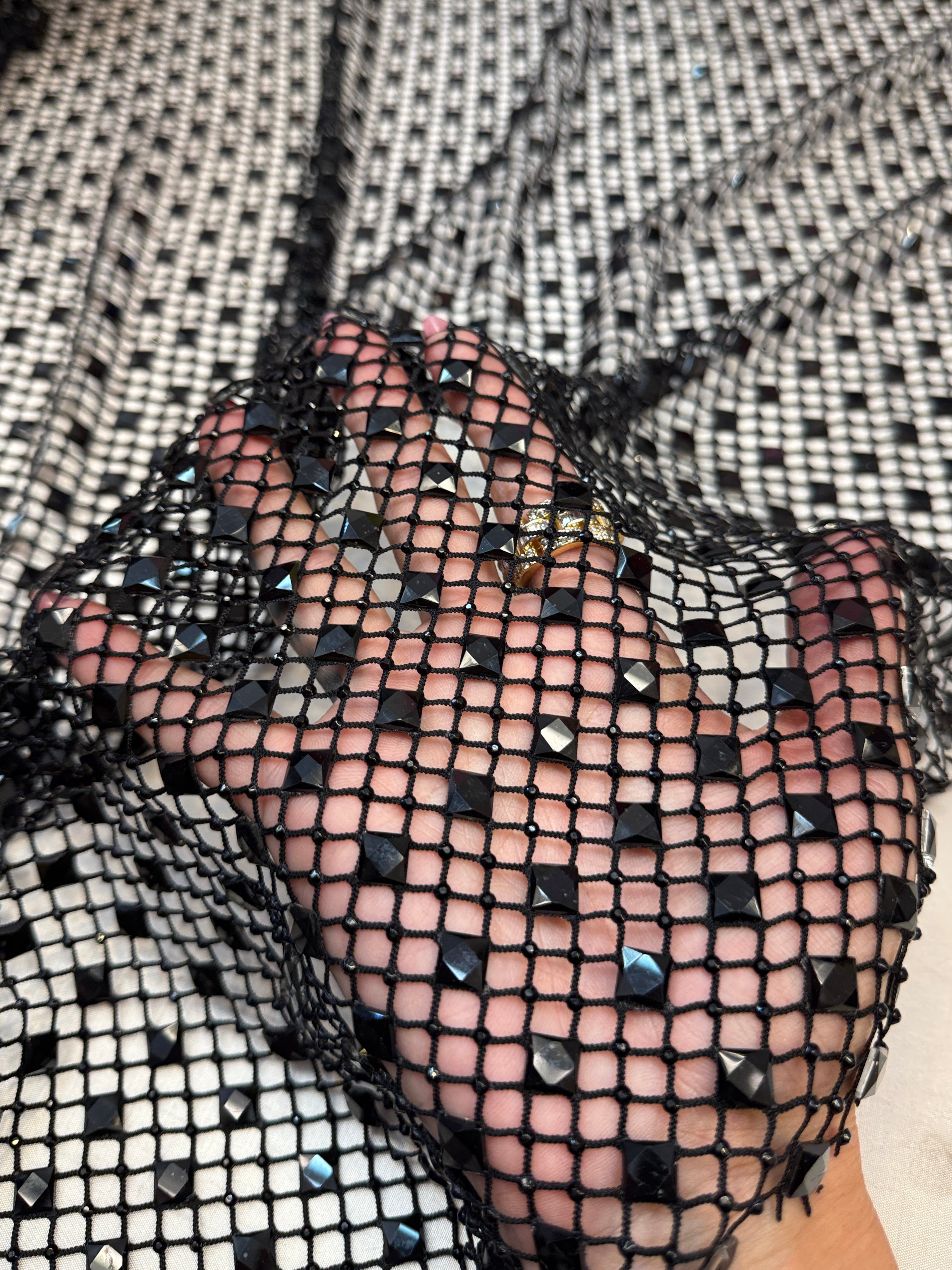 Black Diamond Crystal Mesh, Crystal Glass Rhinestone Fabric, Luxury Rhinestone Mesh, Couture Crystal Fabric, Heavy Rhinestone Mesh, Premium Crystal Mesh