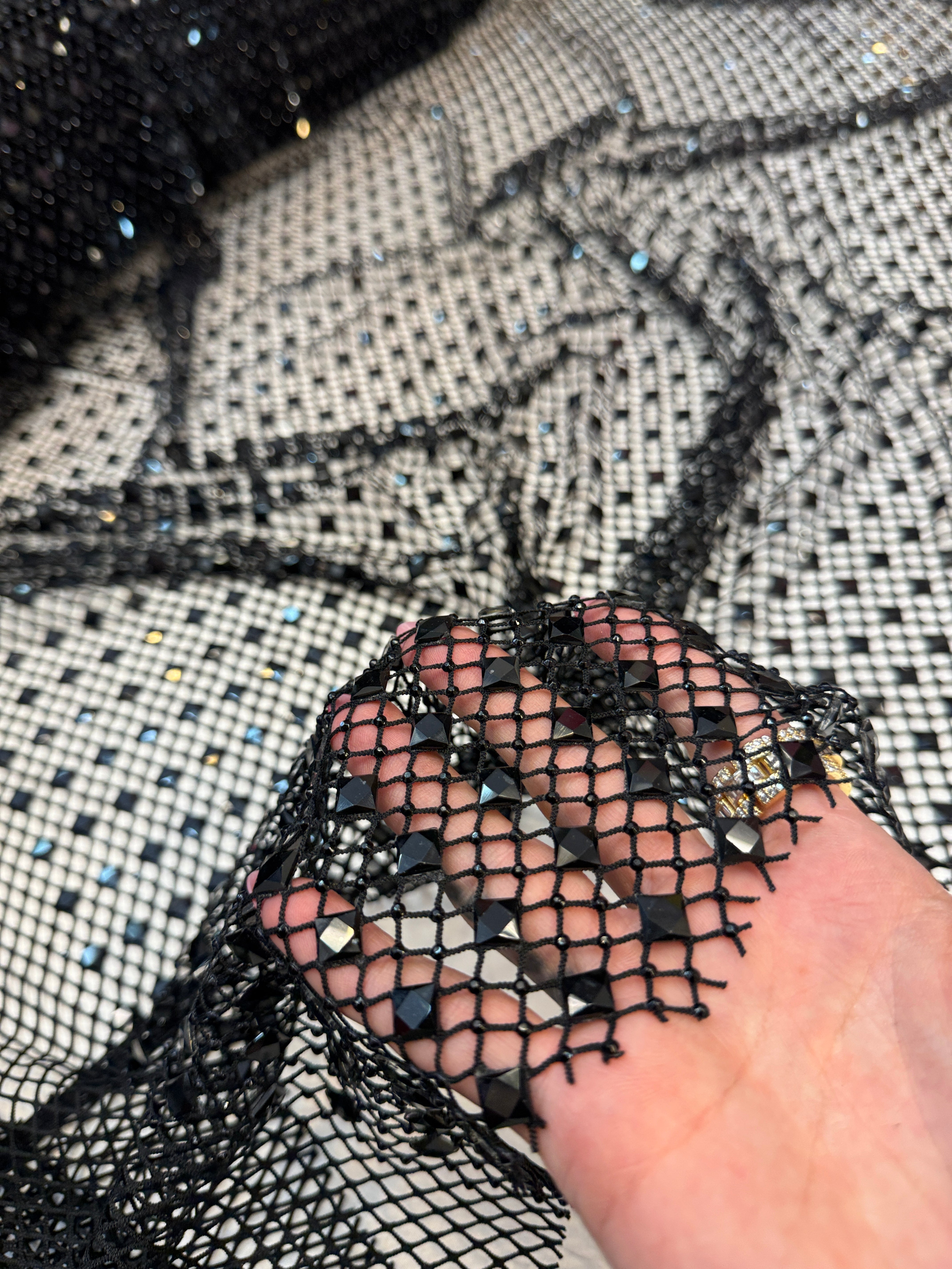 Black Diamond Crystal Mesh, Kiki Sewing Store, Kiki Luxury Fabric, Cheap Fabric Store, Kiki Textiles, Kiki Textile by the Yard, Kiki Textile USA