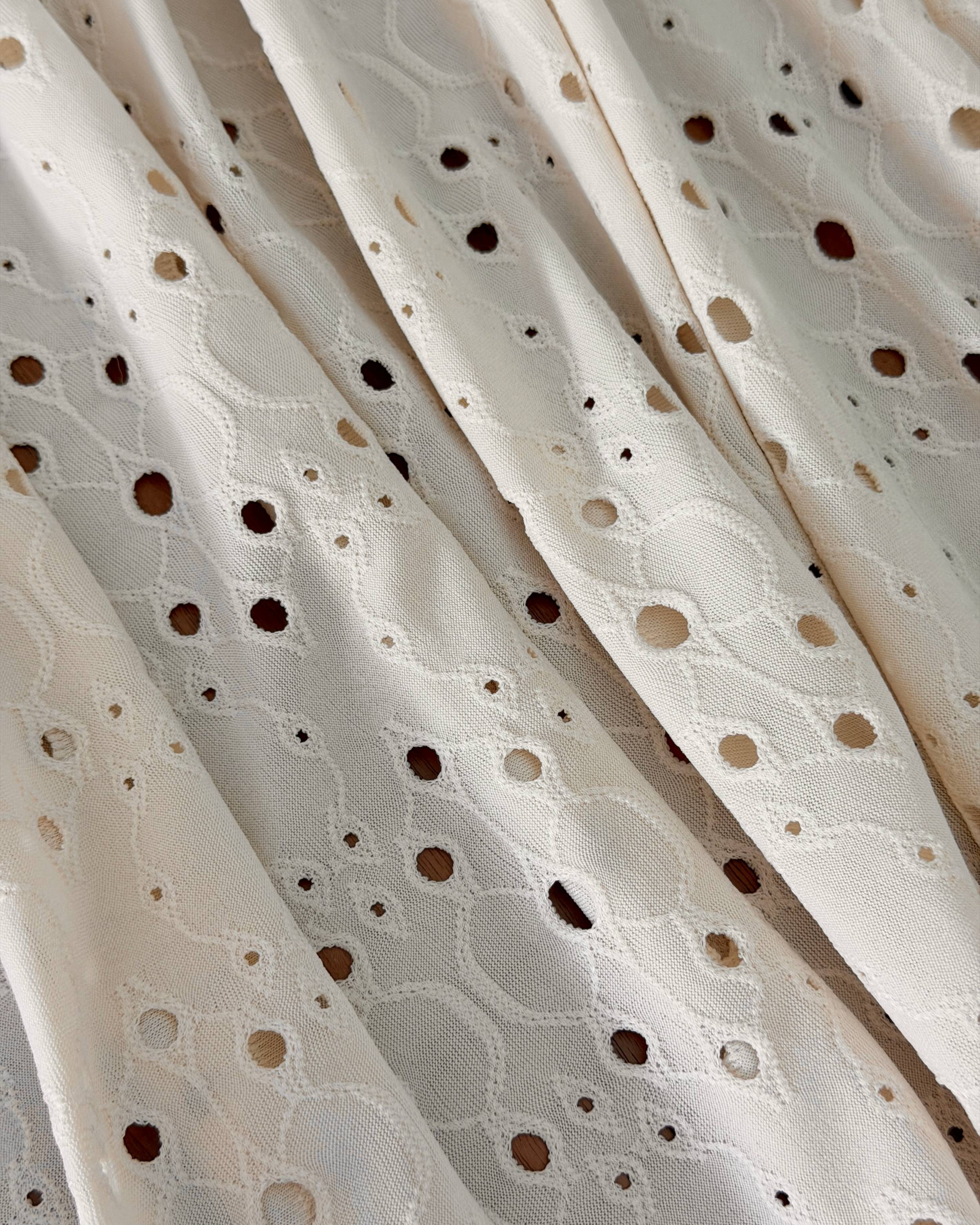Bone 4 Way Stretch Eyelet Jacquard Knit, Kiki Sewing Store, Kiki Luxury Fabric, Cheap Fabric Store, Kiki Textiles, Kiki Textile by the Yard, Kiki Textile USA