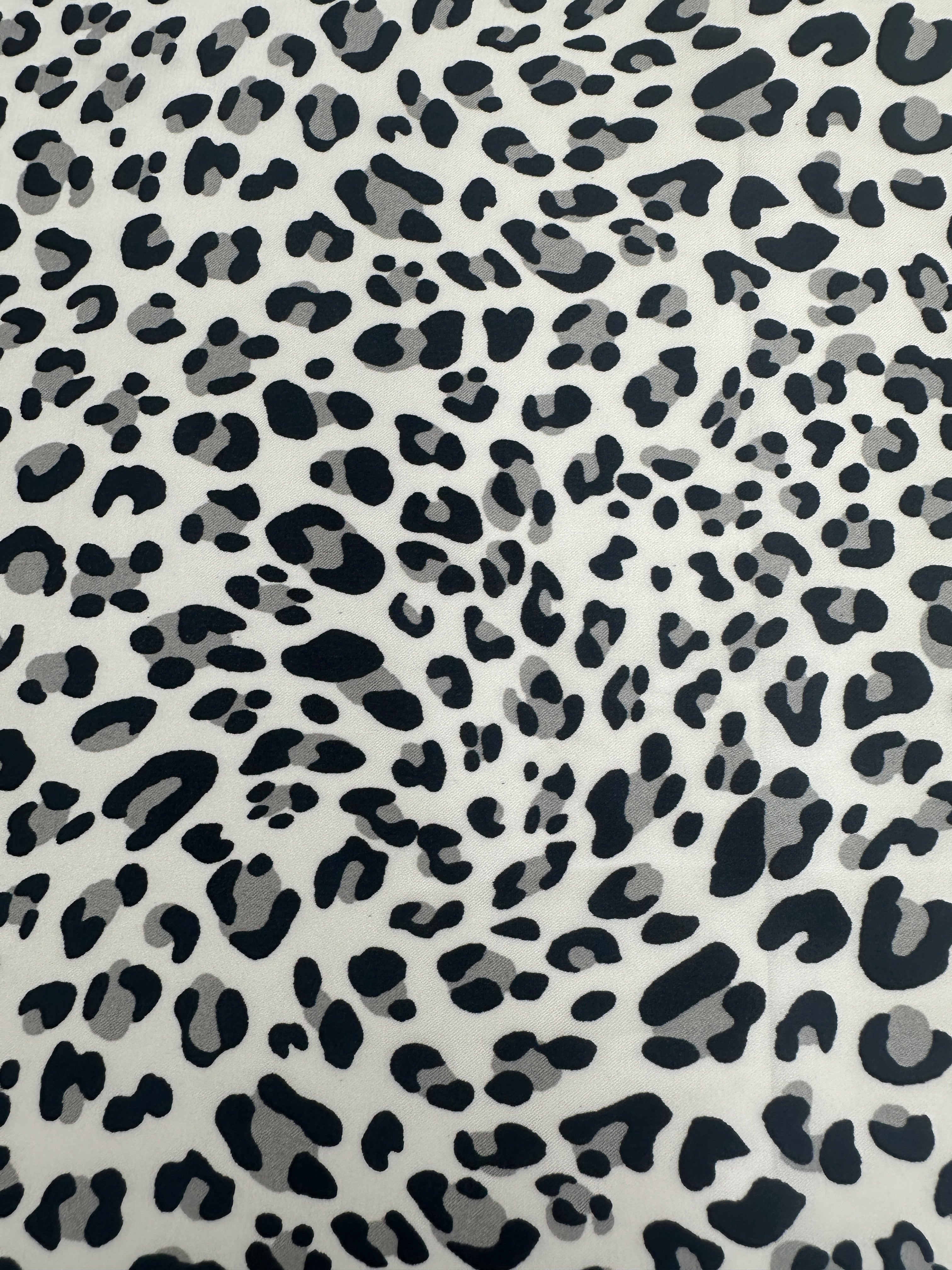 Black/White Leopard Print Satin, Luxury Satin, Cheap Satin, Premium Stretch Crepe Back Satin, Satin for Bride, Satin for Women, Satin in Low Price, Cheap Satin, Satin on Sale