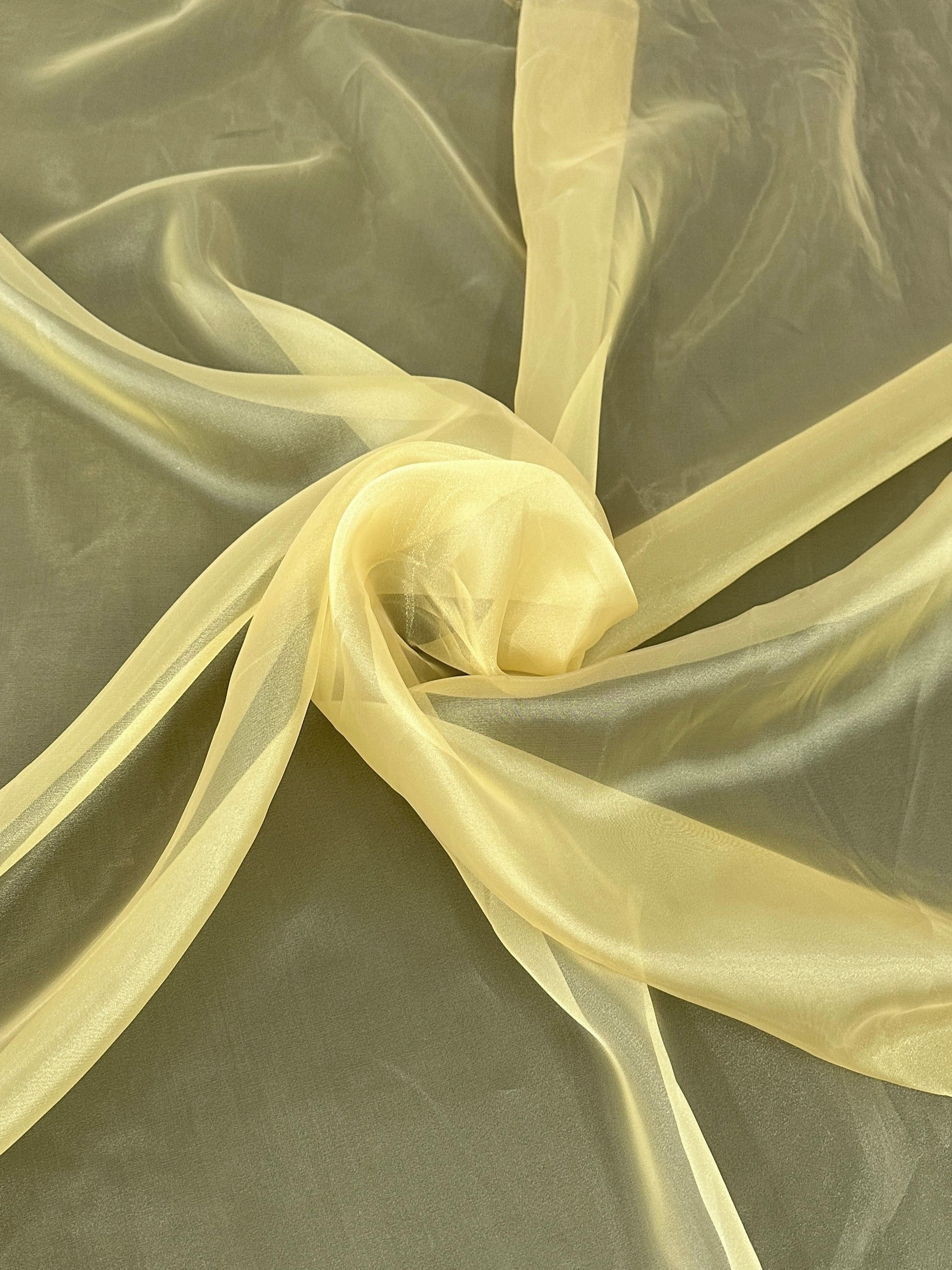 Banana Yellow Crystal Organza, Yellow crystal chiffon, Yellow organza, crystal chiffon, Yellow crystal chiffon for woman, chiffon for bride, premium chiffon, chiffon in low price, chiffon for party wear, chiffon for gown