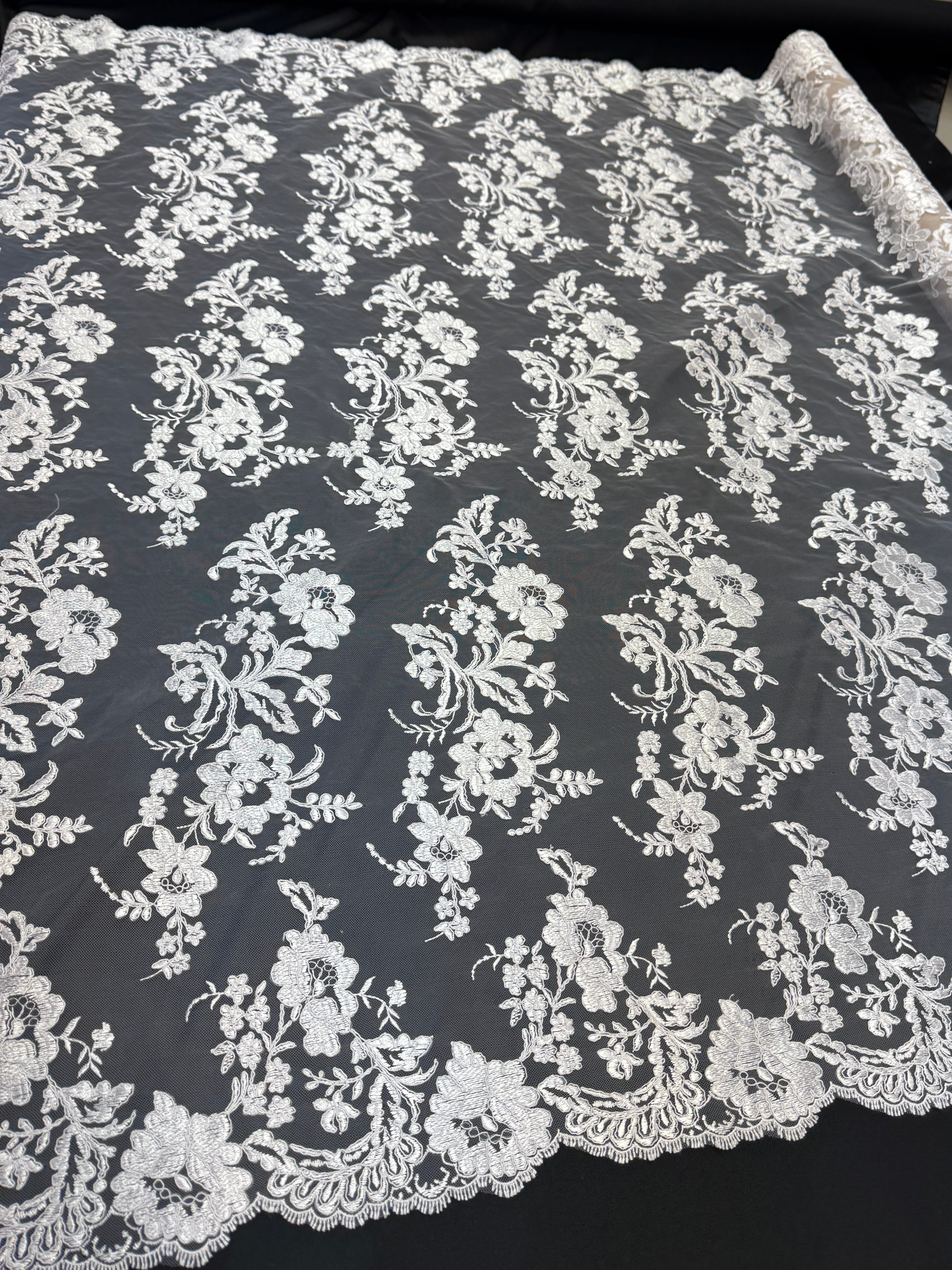 Ivory Romantic Bloom Embroidered Mesh Lace, Kiki Sewing Store, Kiki Luxury Fabric, Cheap Fabric Store, Kiki Textiles, Kiki Textile by the Yard, Kiki Textile USA