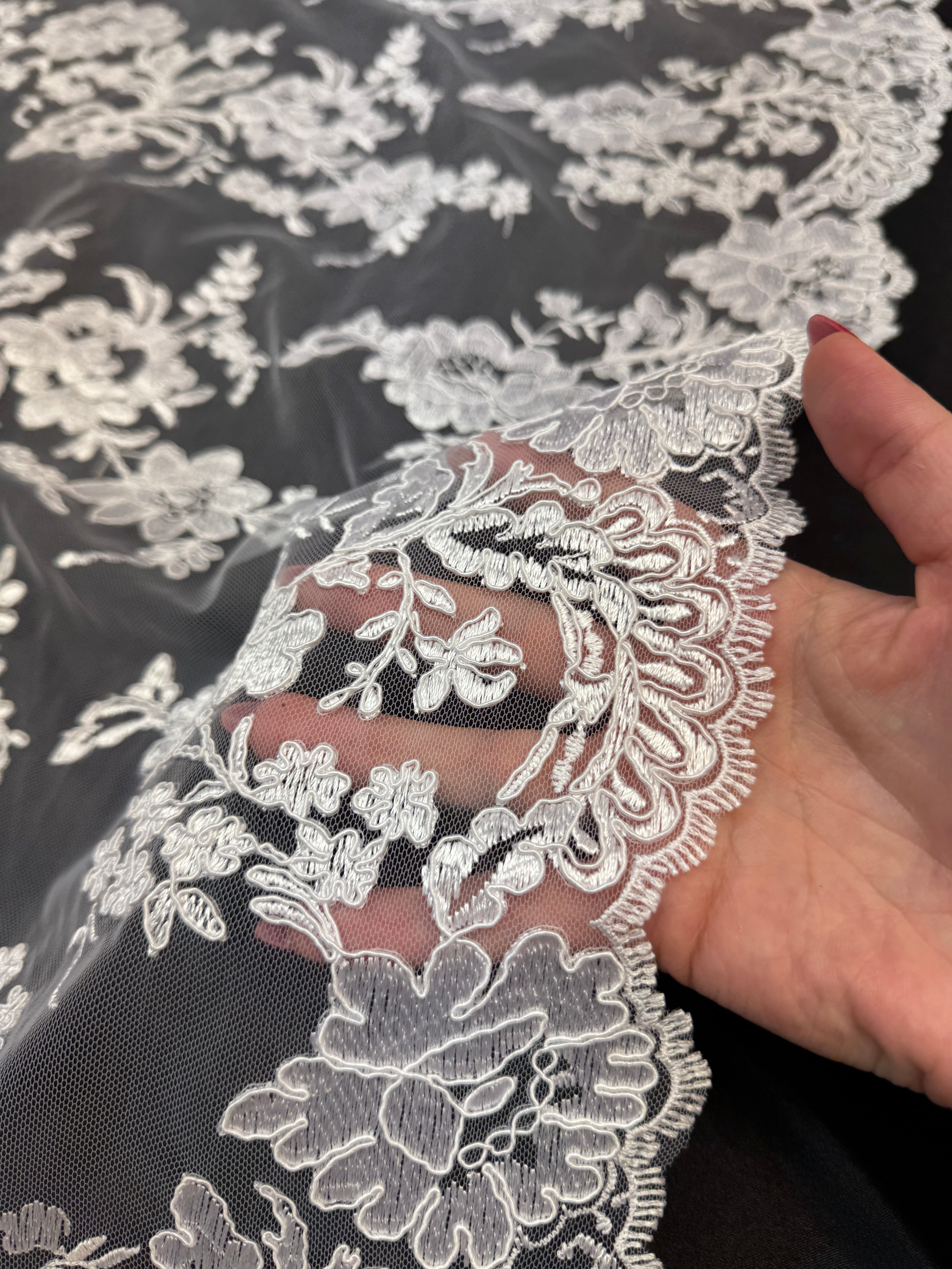 White Romantic Bloom Embroidered Mesh Lace, Kiki Sewing Store, Kiki Luxury Fabric, Cheap Fabric Store, Kiki Textiles, Kiki Textile by the Yard, Kiki Textile USA