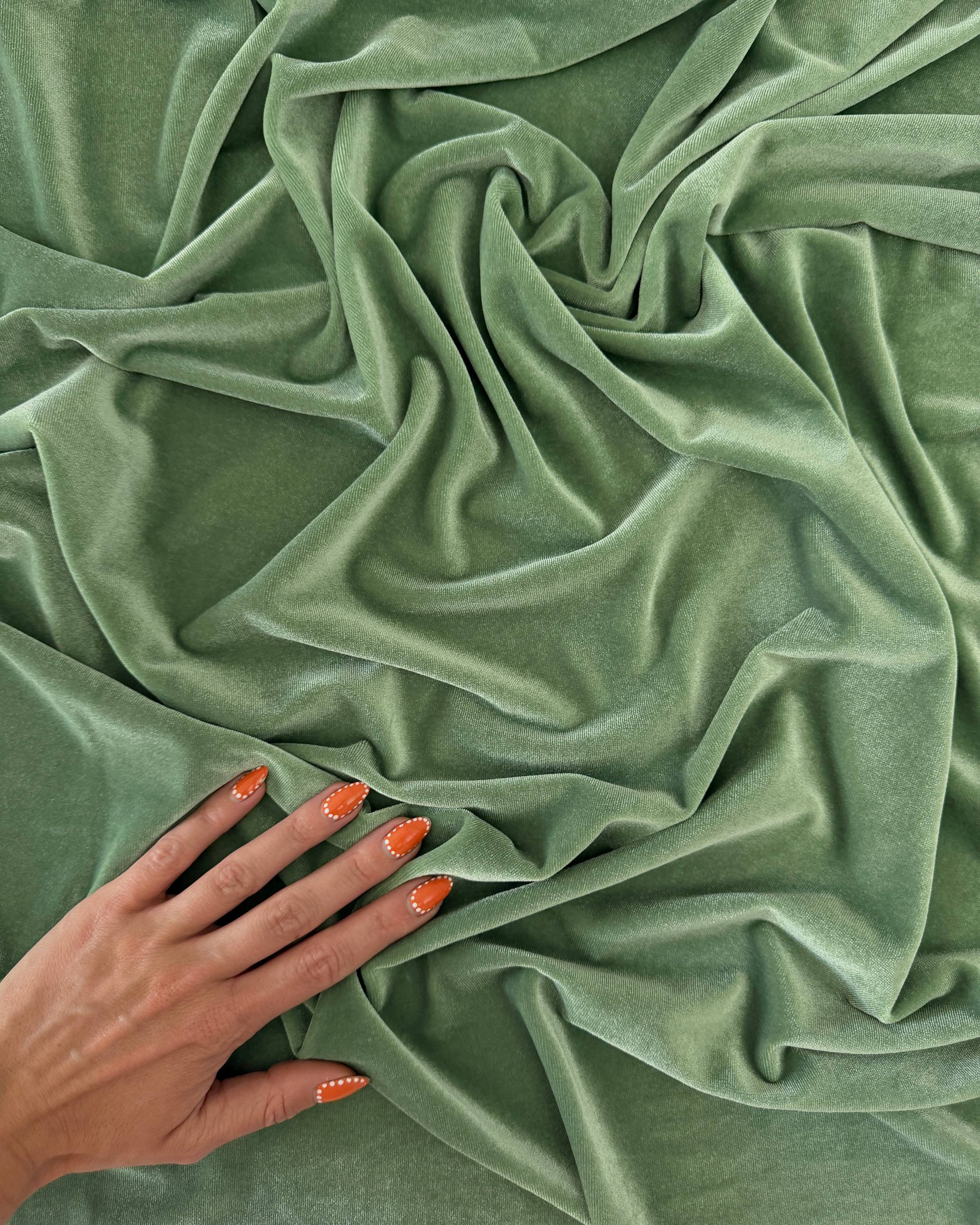 Sage Stretch Velvet, Kiki Sewing Store, Kiki Luxury Fabric, Cheap Fabric Store, Kiki Textiles, Kiki Textile by the Yard, Kiki Textile USA