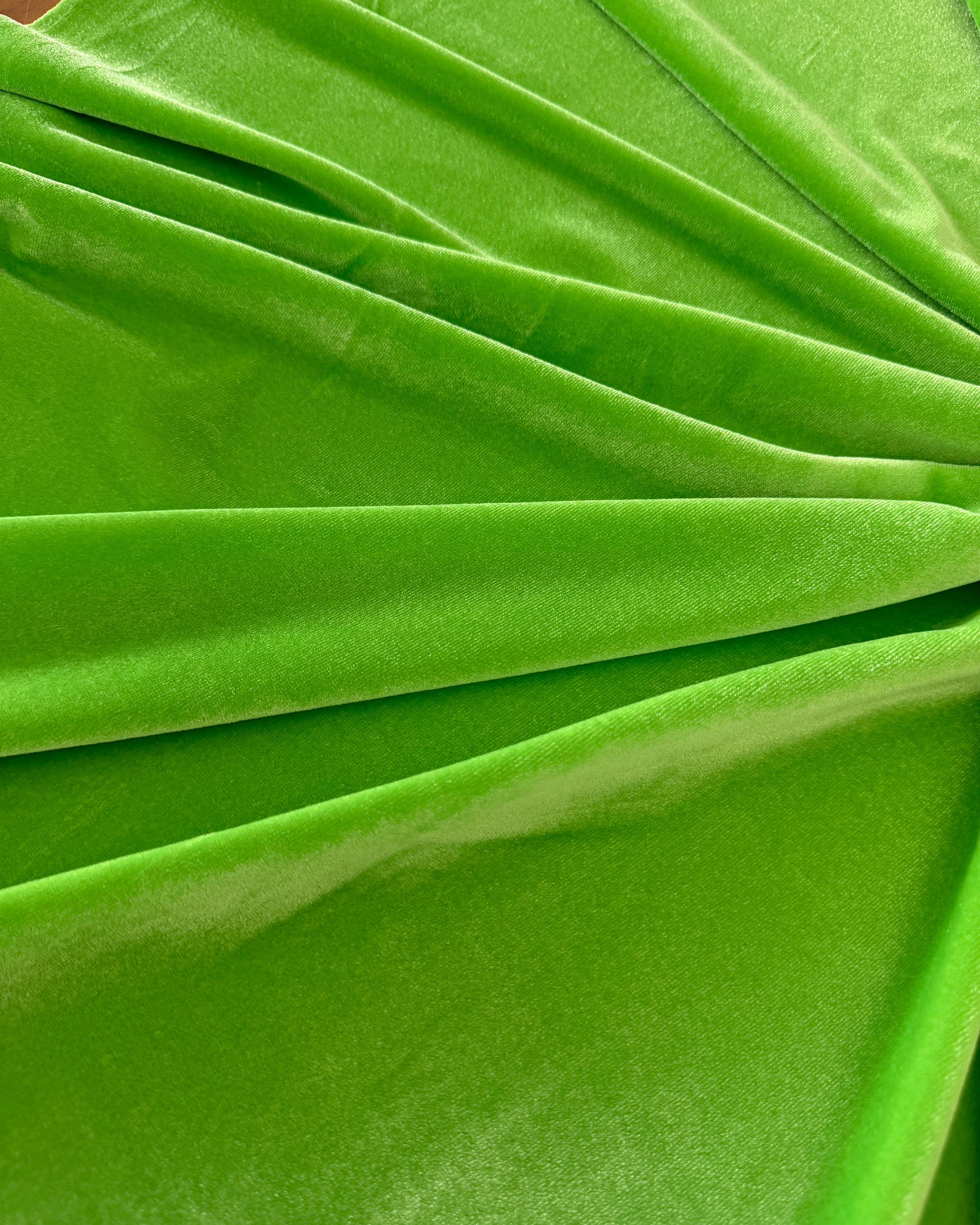 Neon Green Stretch Velvet, Kiki Sewing Store, Kiki Luxury Fabric, Cheap Fabric Store, Kiki Textiles, Kiki Textile by the Yard, Kiki Textile USA