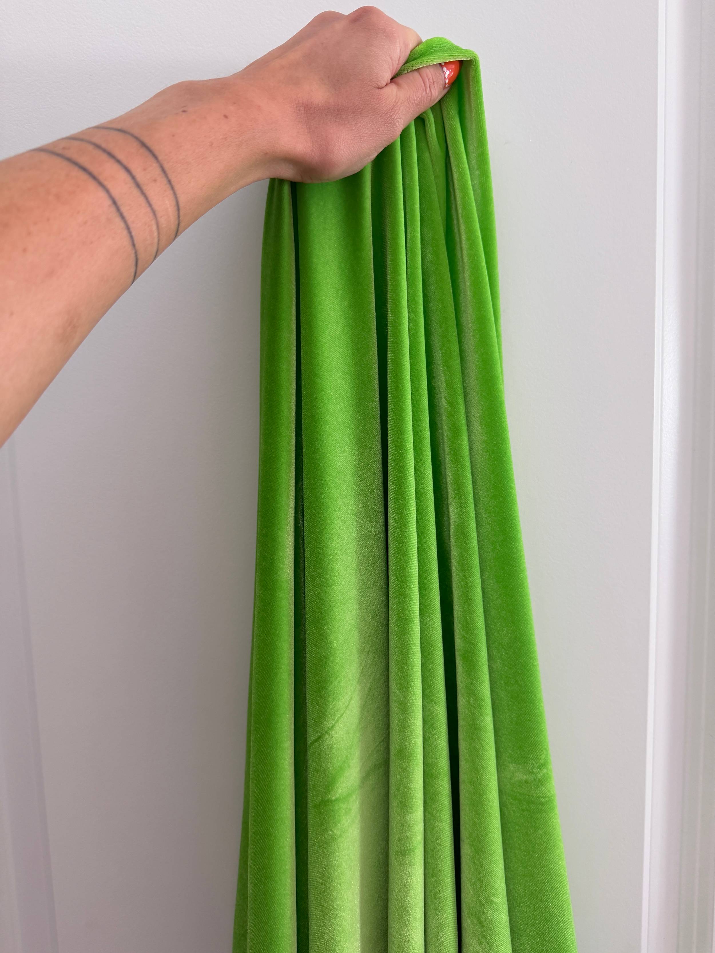 Neon Green Stretch Velvet, Kiki Sewing Store, Kiki Luxury Fabric, Cheap Fabric Store, Kiki Textiles, Kiki Textile by the Yard, Kiki Textile USA
