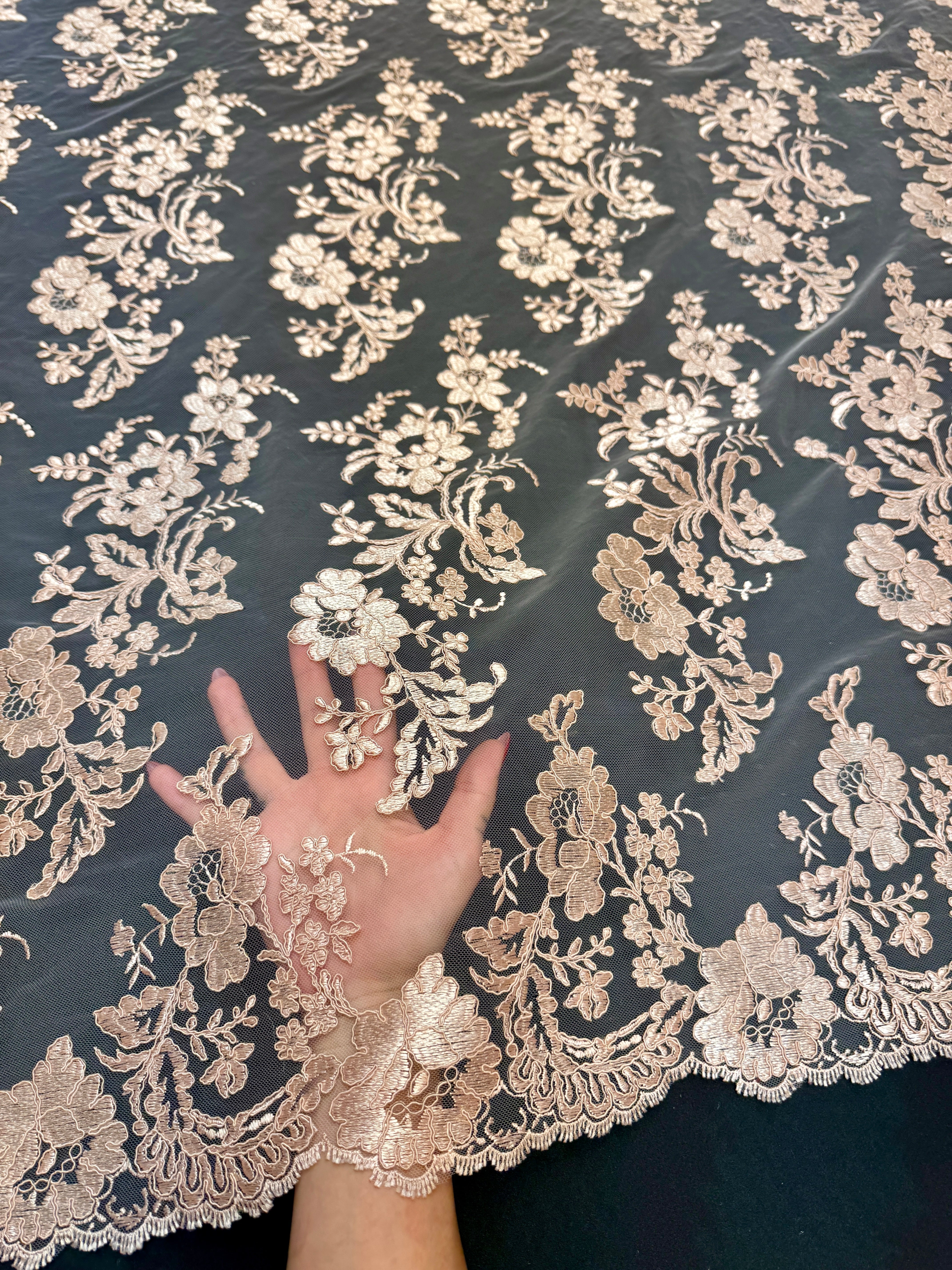 Blush Champagne Romantic Bloom Embroidered Mesh Lace, Kiki Sewing Store, Kiki Luxury Fabric, Cheap Fabric Store, Kiki Textiles, Kiki Textile by the Yard, Kiki Textile USA