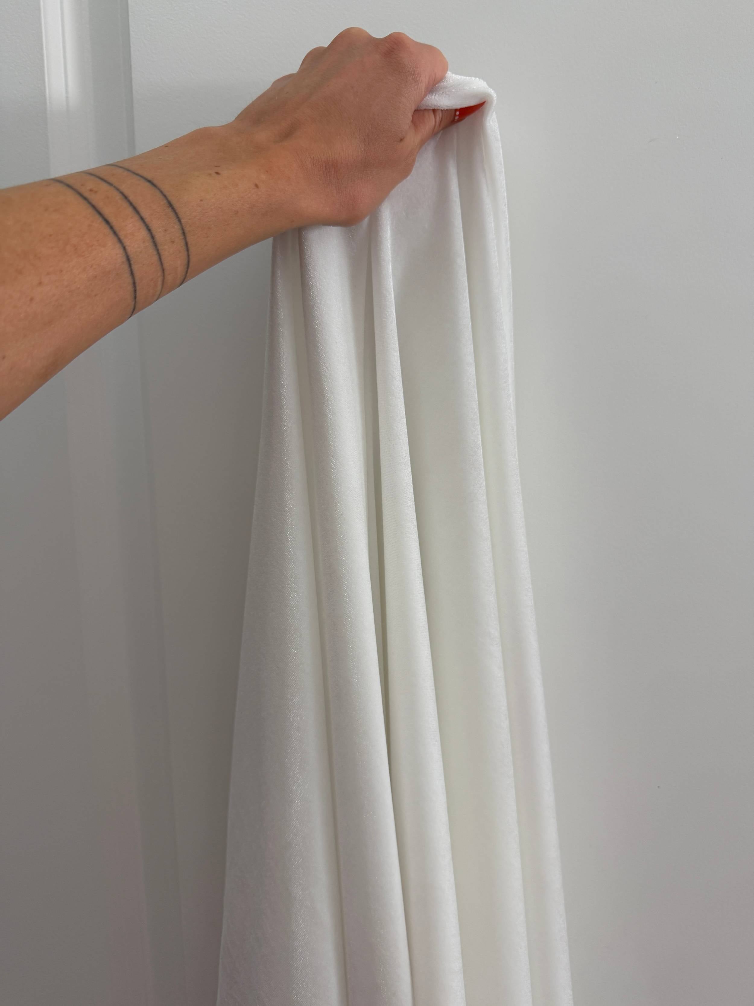 White Stretch Velvet, Kiki Sewing Store, Kiki Luxury Fabric, Cheap Fabric Store, Kiki Textiles, Kiki Textile by the Yard, Kiki Textile USA