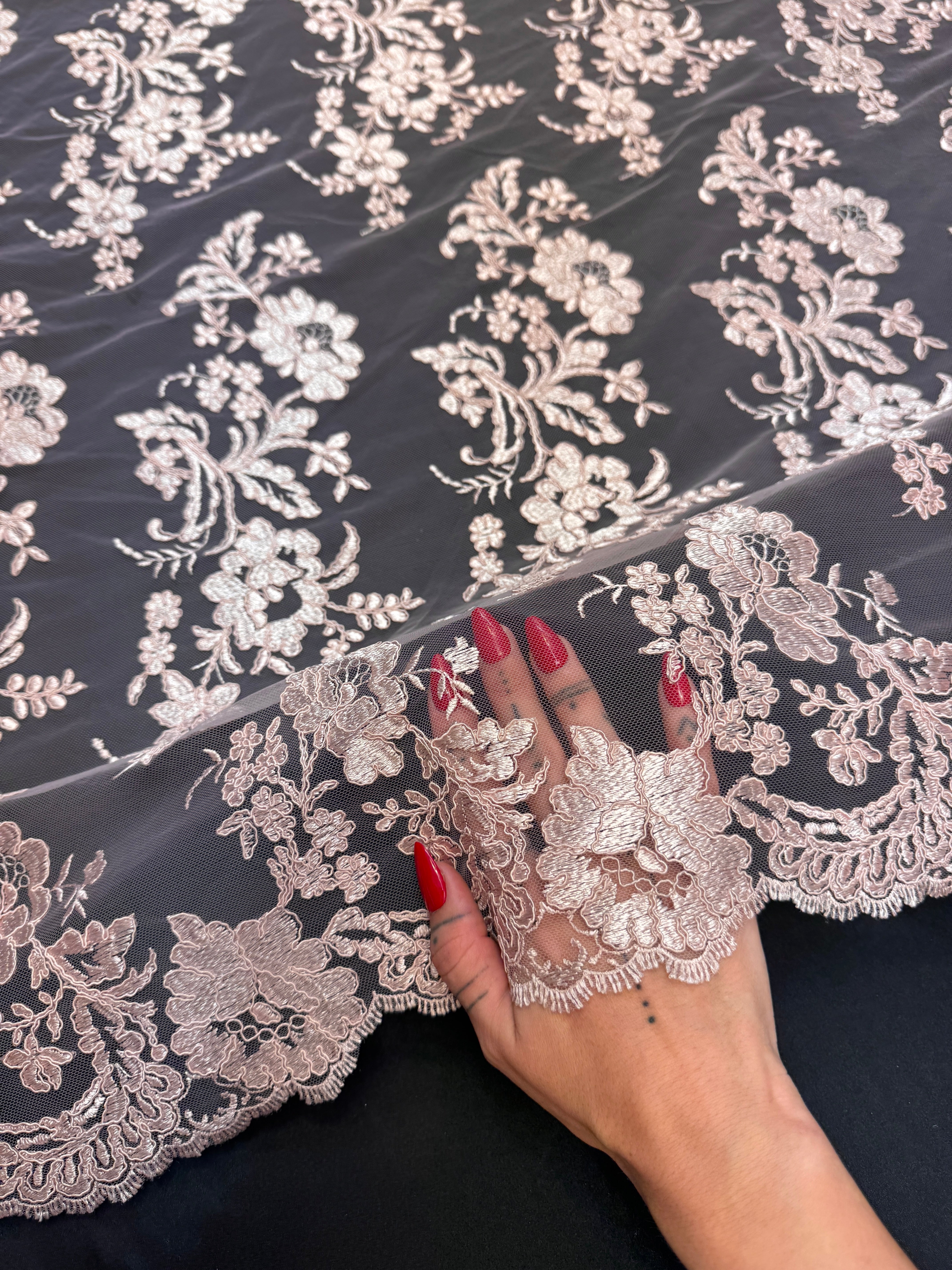 Blush Pink Romantic Bloom Embroidered Mesh Lace, Kiki Sewing Store, Kiki Luxury Fabric, Cheap Fabric Store, Kiki Textiles, Kiki Textile by the Yard, Kiki Textile USA